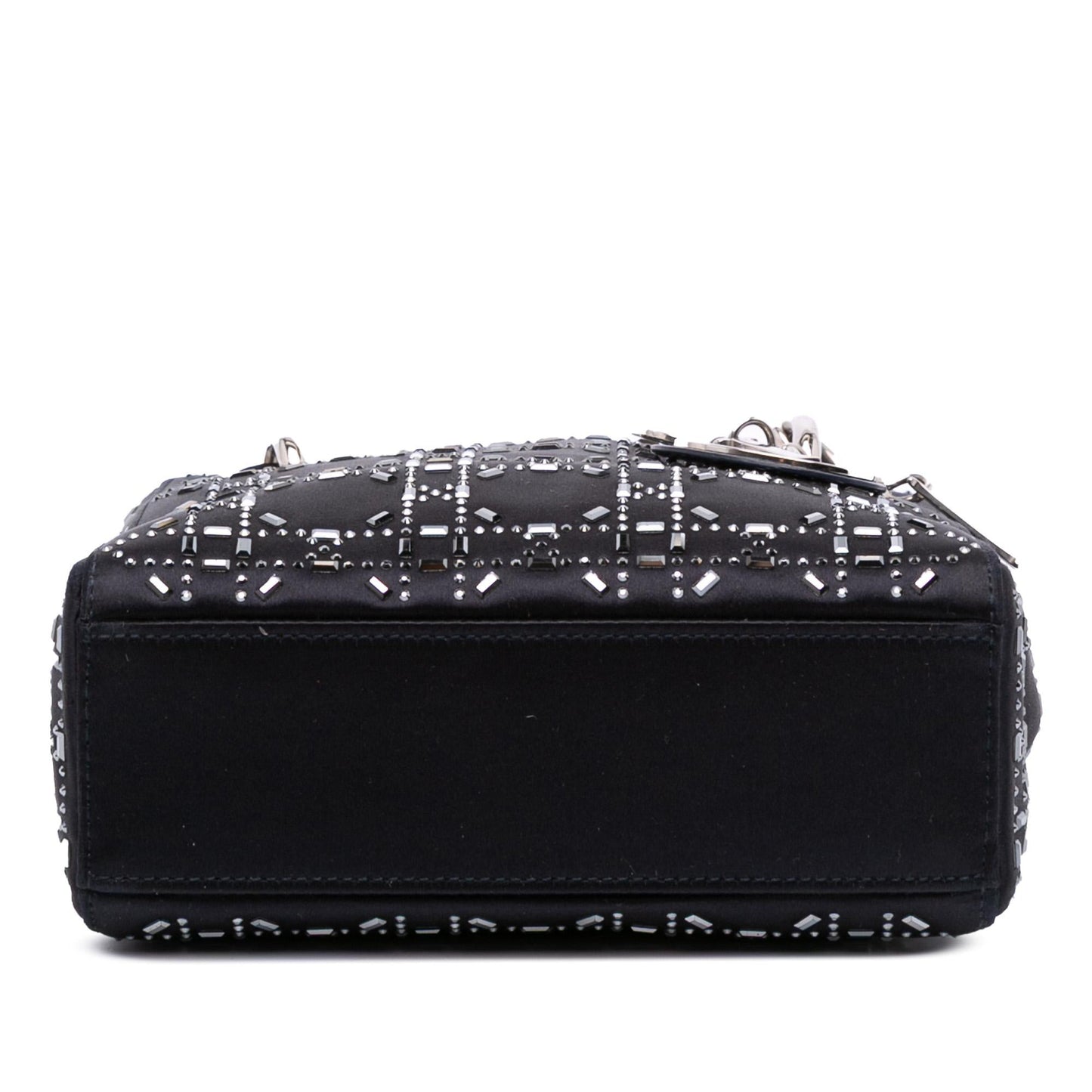 Dior Cannage Strass Crystal Embellished Lady Satchel Bag Satin Mini Lady Dior 2