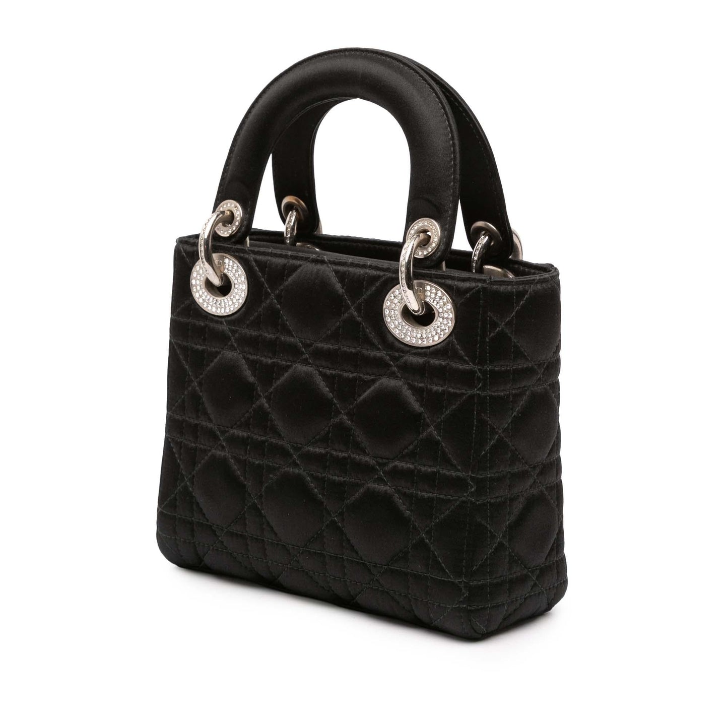 Dior Cannage Swarovski Crystal Lady Satchel Bag Satin Mini