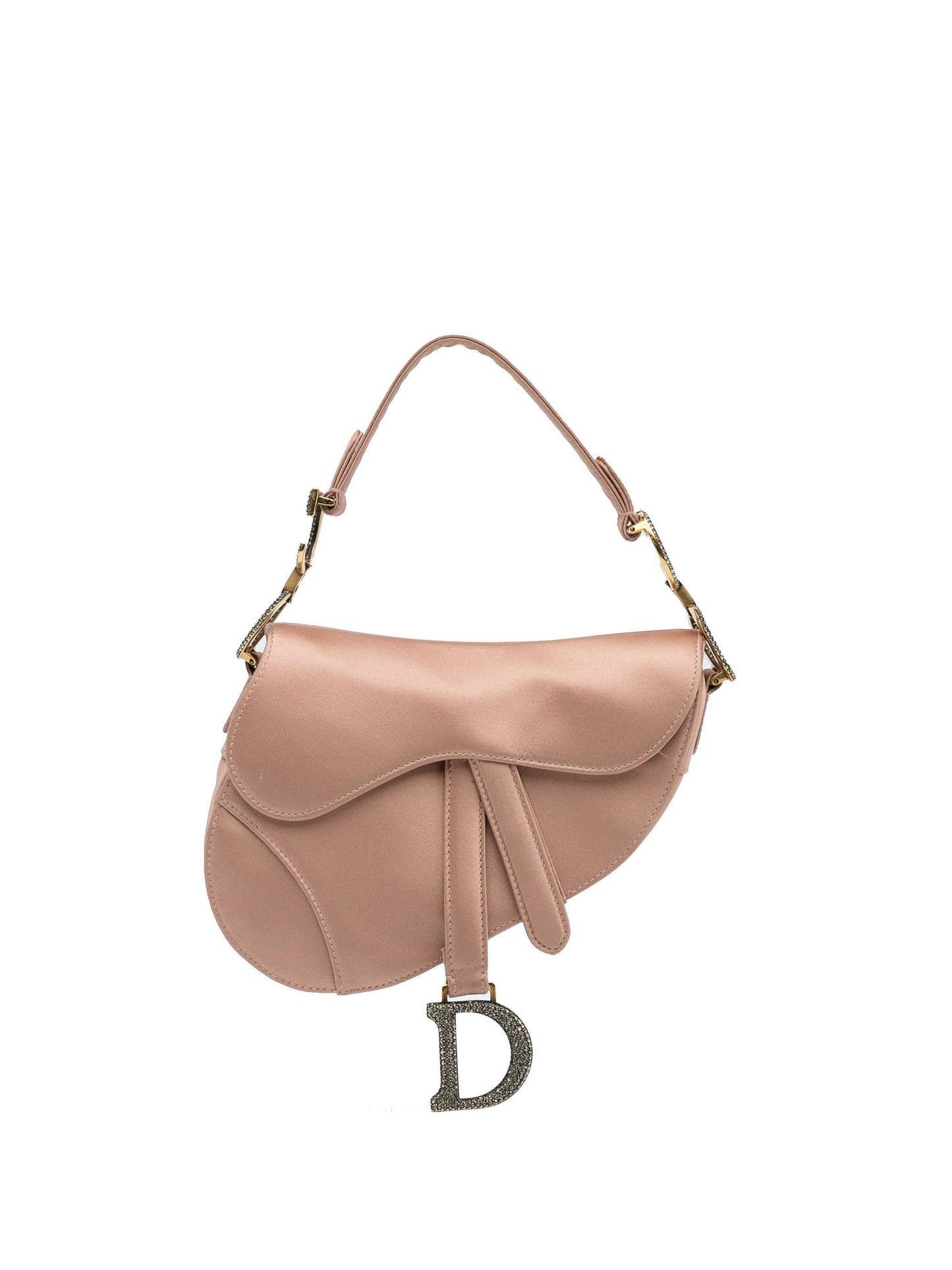 Dior Crystal Embellished Saddle Bag Satin Mini Satchel Bag
