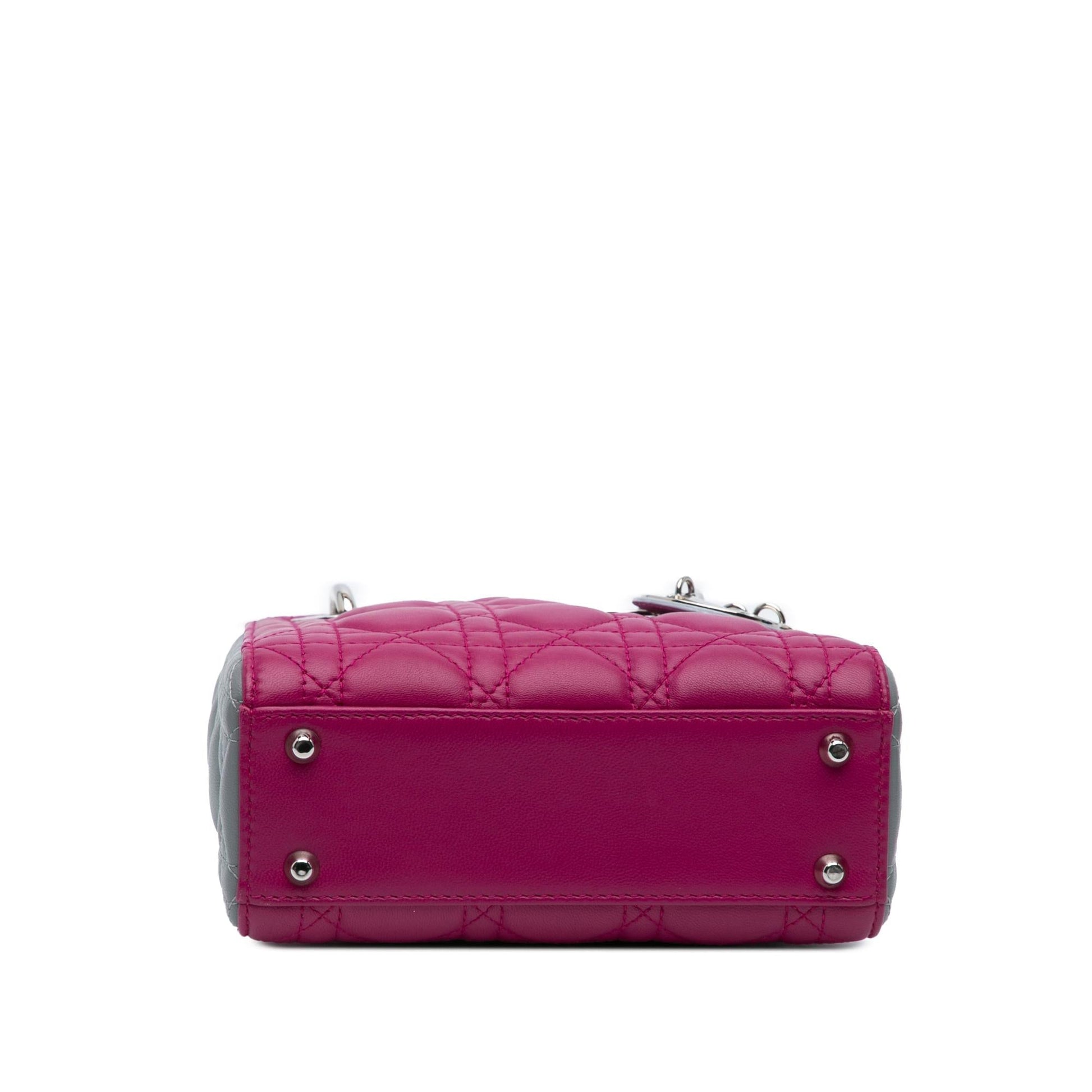 Dior Tricolor Cannage Lady Satchel Bag Lambskin Mini Cannage Lady Dior