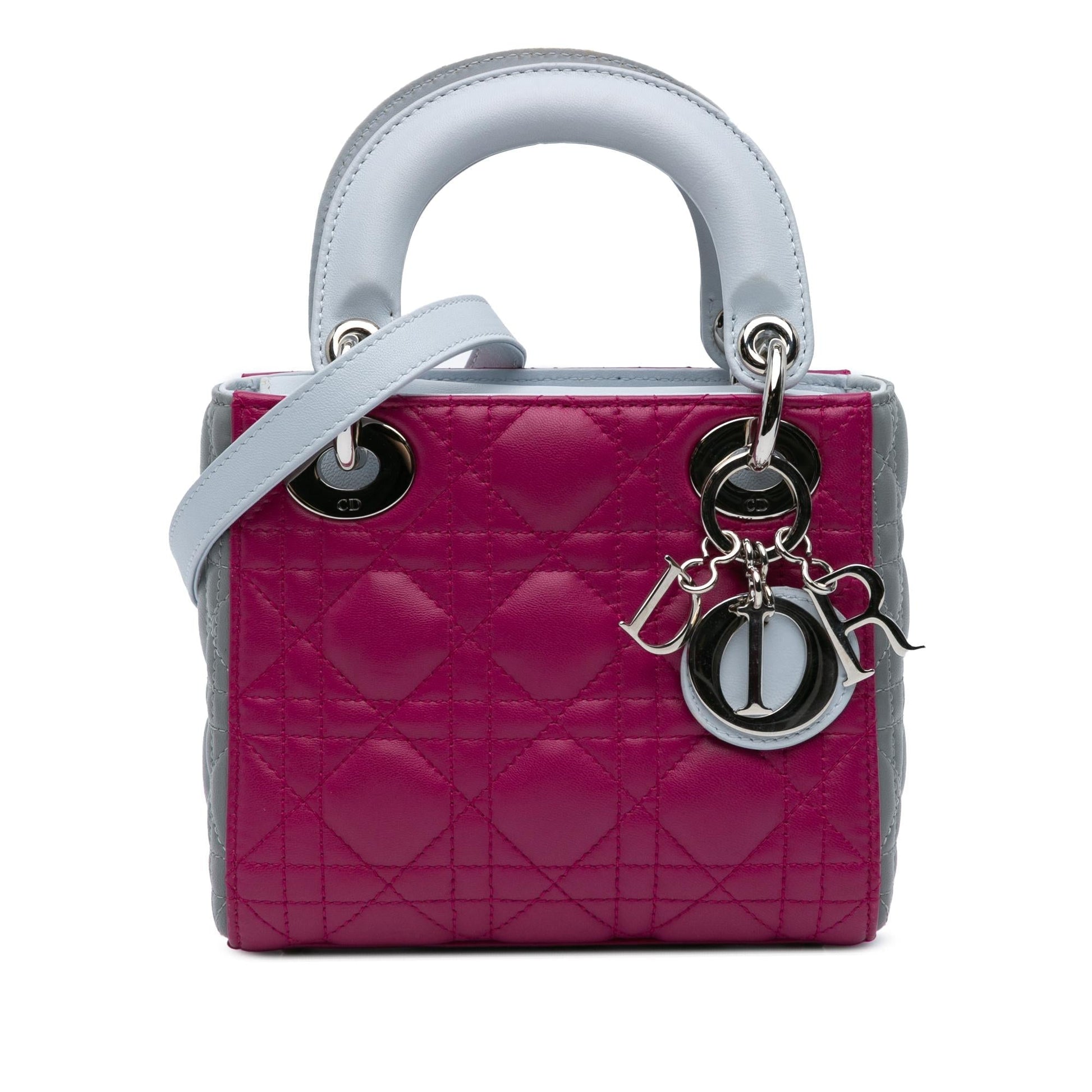 Dior Tricolor Cannage Lady Satchel Bag Lambskin Mini Cannage Lady Dior