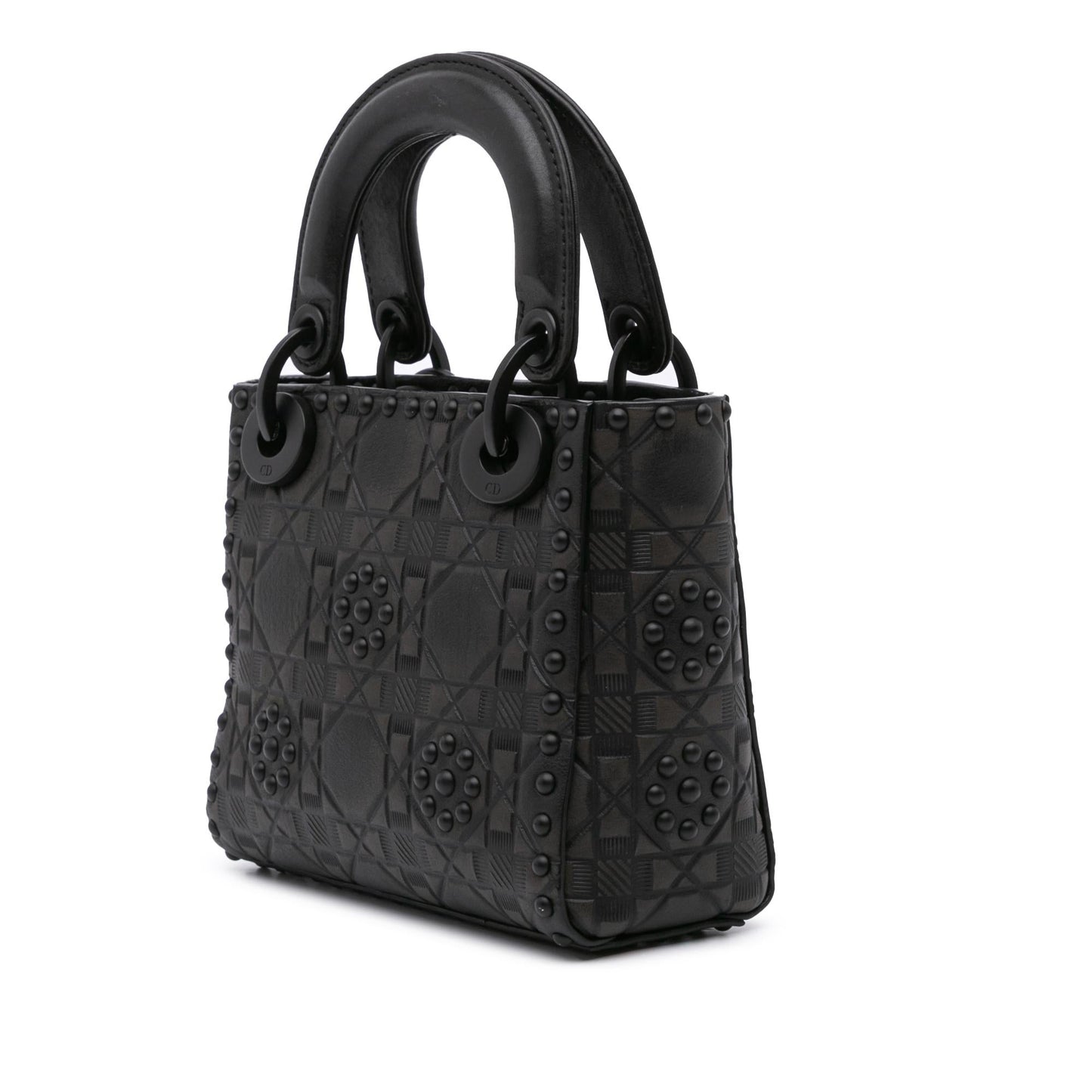 Dior Ultra Matte Calfskin Cannage Studded Flower Lady Satchel Mini Satchel Bag