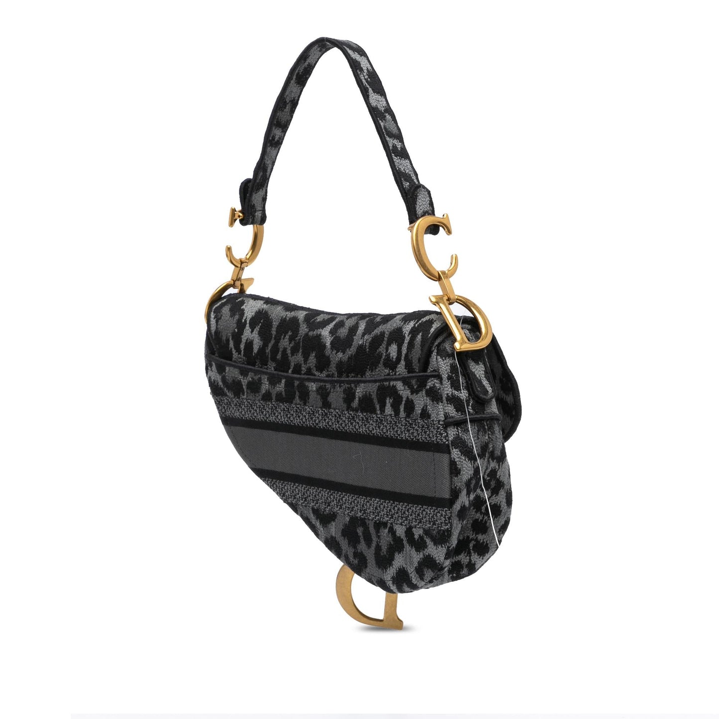 Dior Mizza Leopard Saddle Bag Canvas Embroidered Shoulder Bag