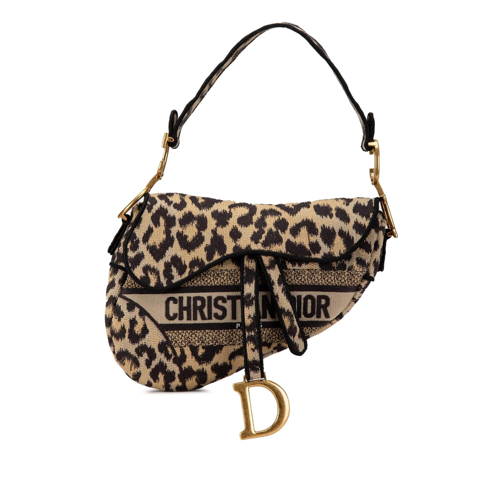 Dior Mizza Saddle Bag Shg Canvas Embroidered Shoulder Bag