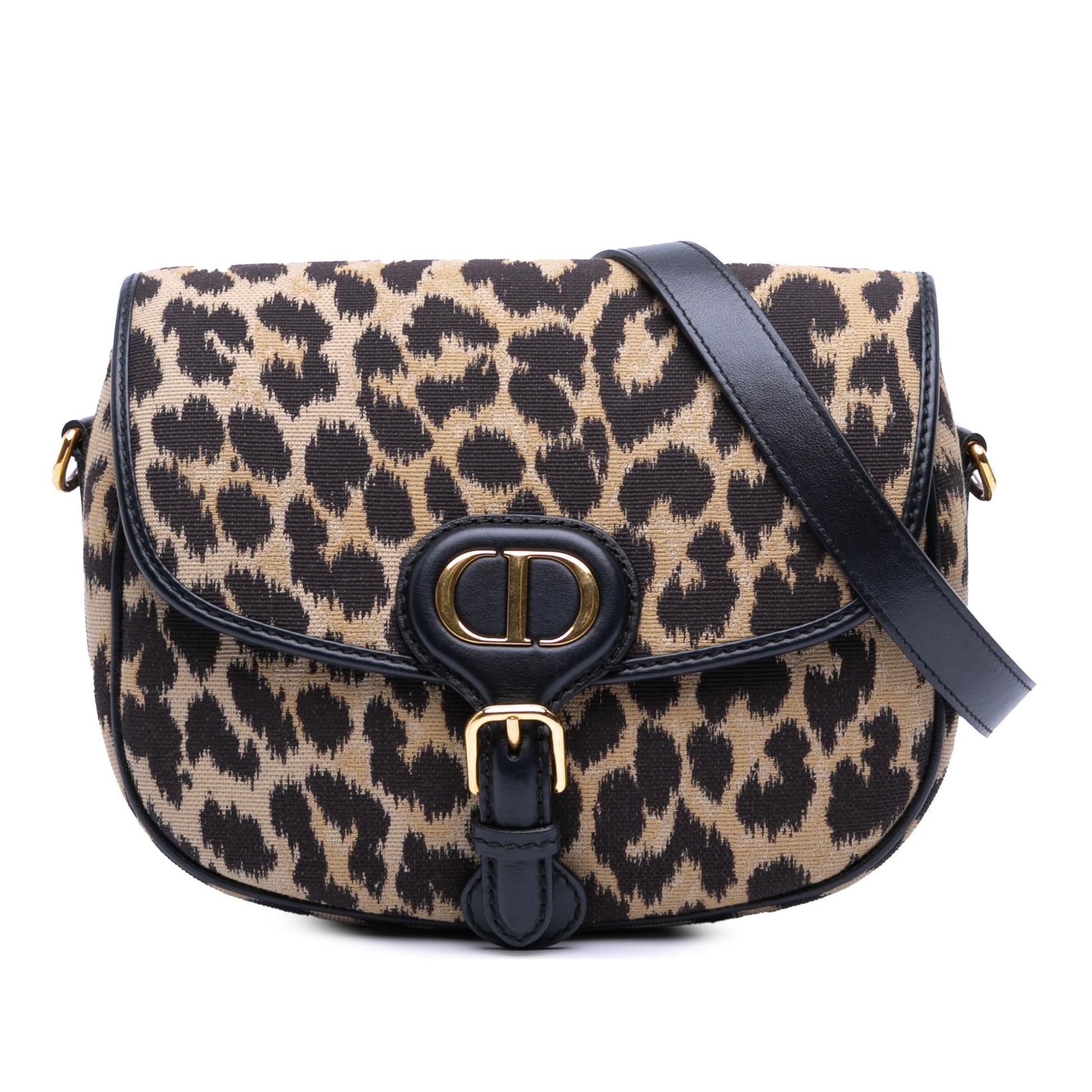 Dior Mizza Leopard Bobby Crossbody Canvas Medium Embroidered Crossbody Bag