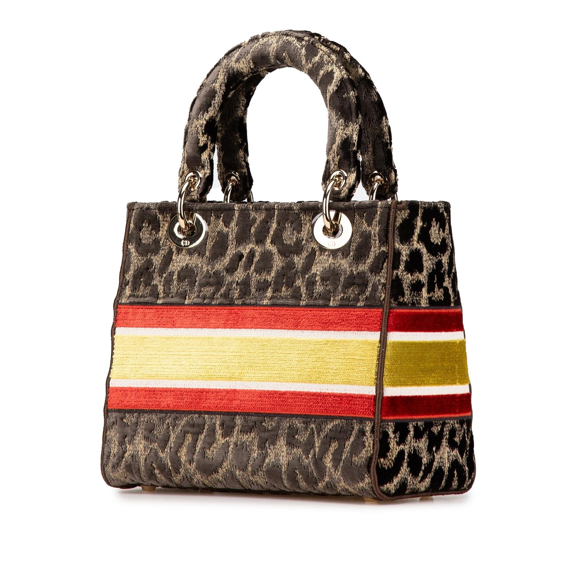Dior Mizza Velvet Leopard Lady Lite Satchel Bag Medium Embroidered