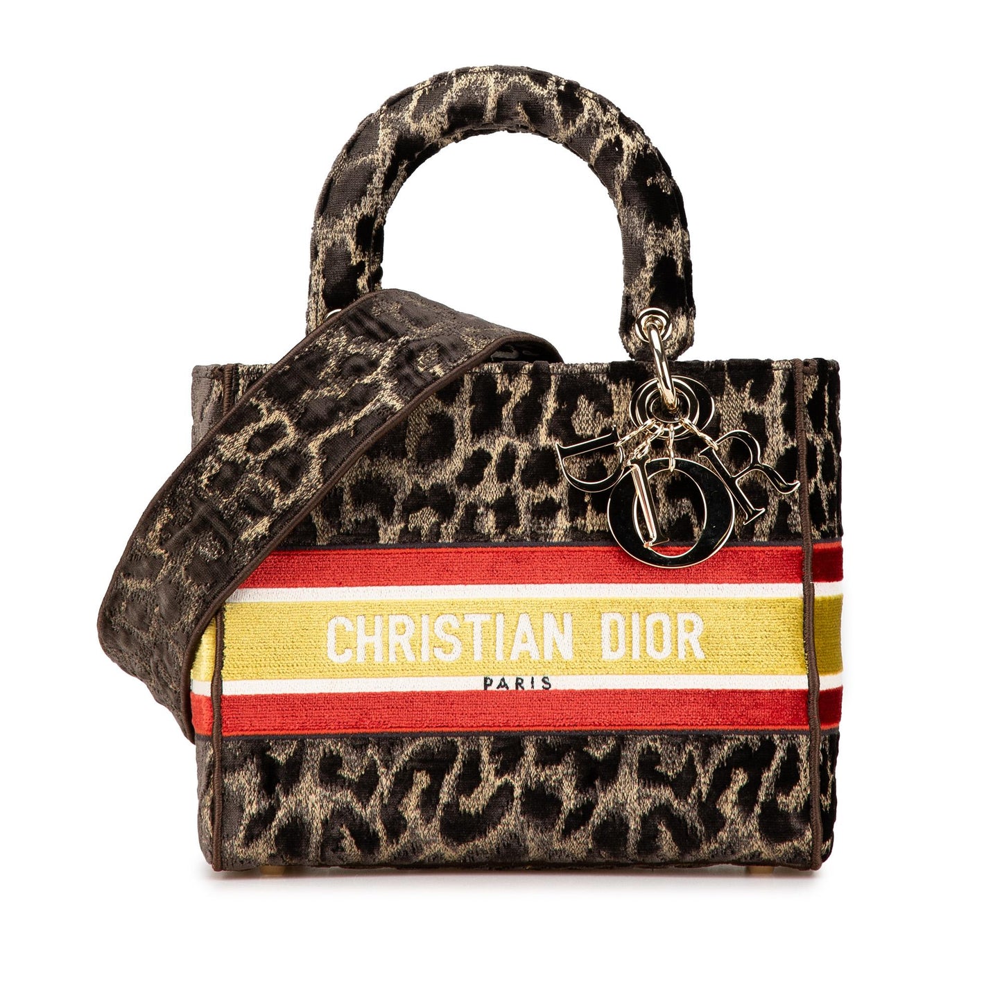 Dior Mizza Velvet Leopard Lady Lite Satchel Bag Medium Embroidered D Lite 1