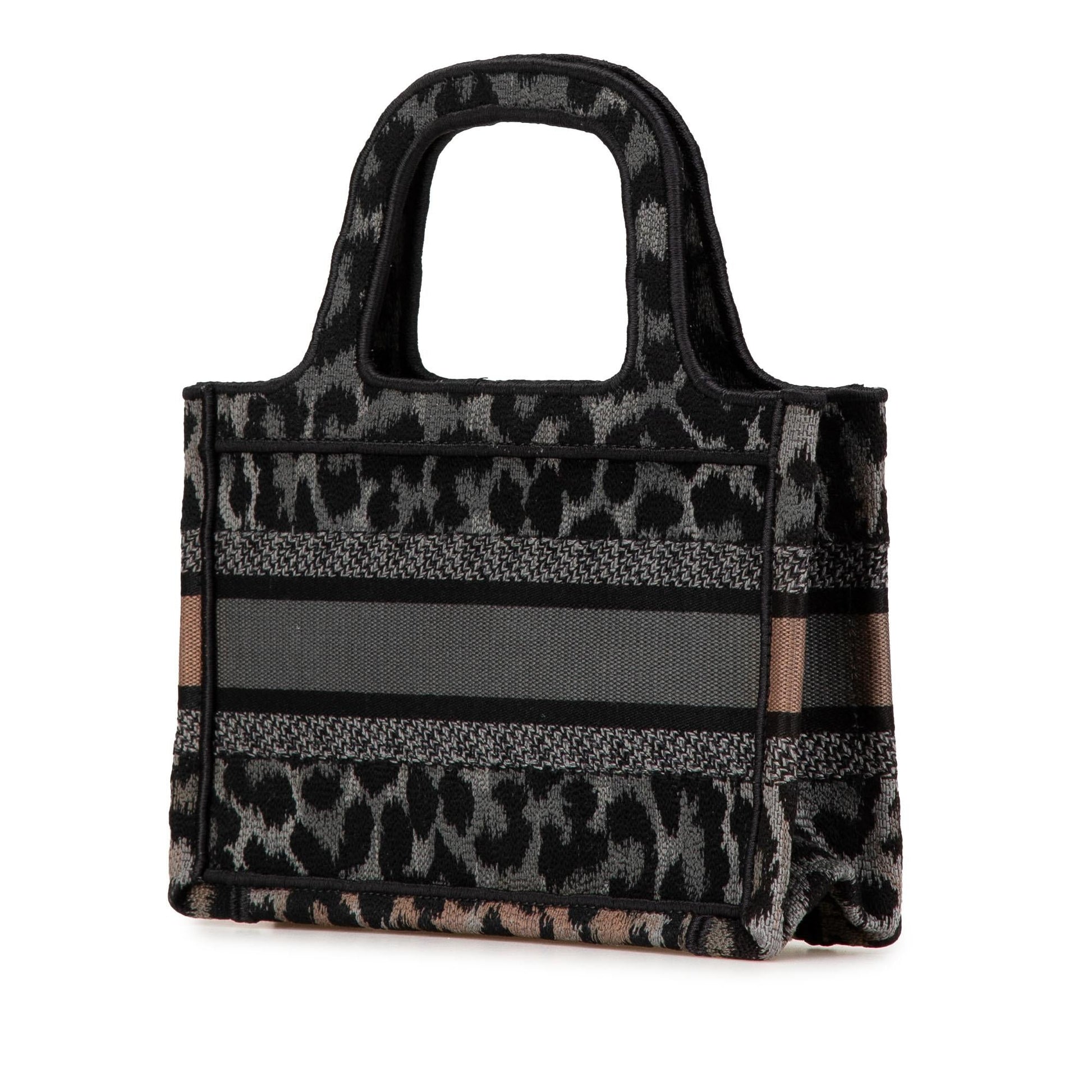 Dior Mizza Leopard Book Tote Canvas Mini Embroidered Tote Bag
