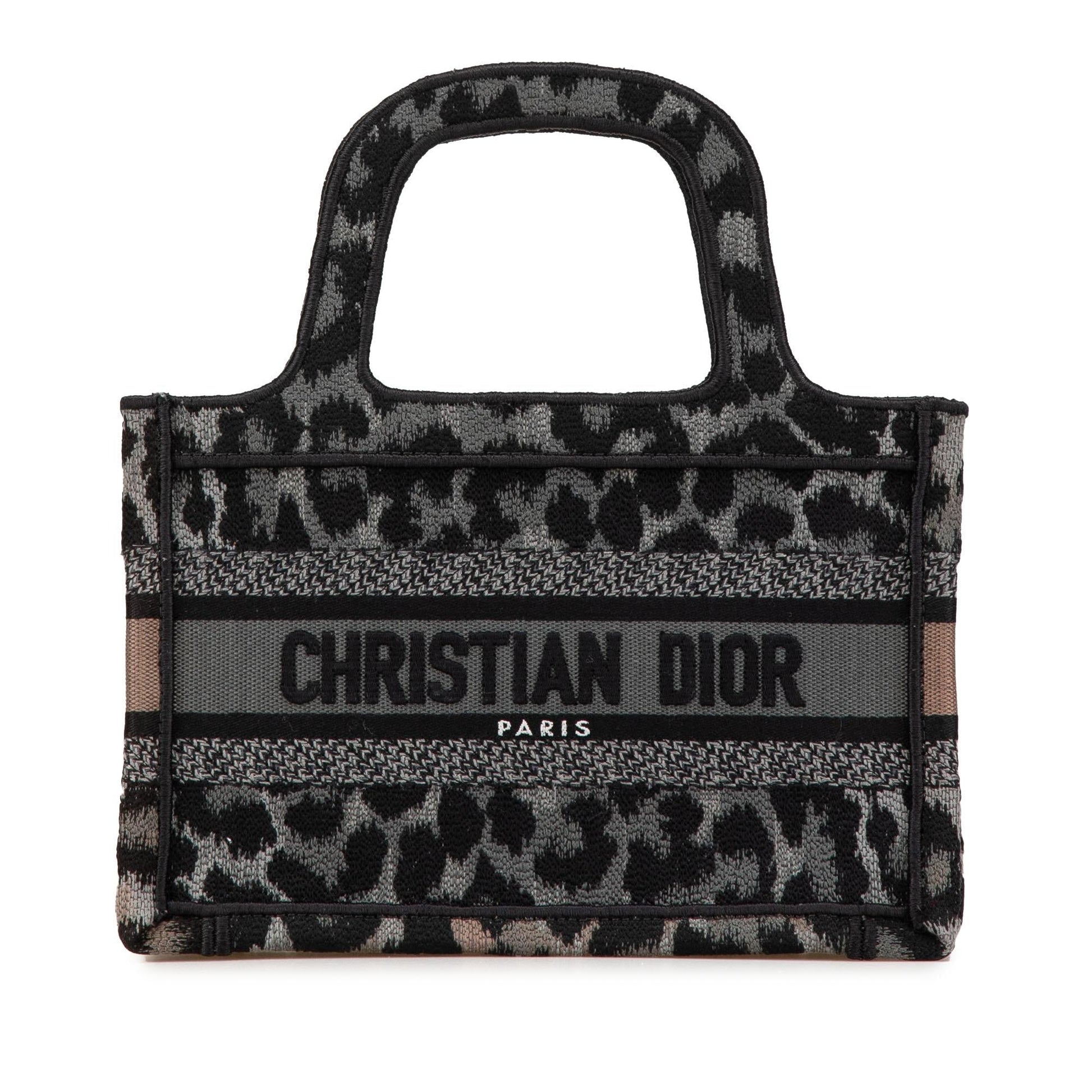 Dior Mizza Leopard Book Tote Canvas Mini Embroidered Tote Bag Book Tote 1