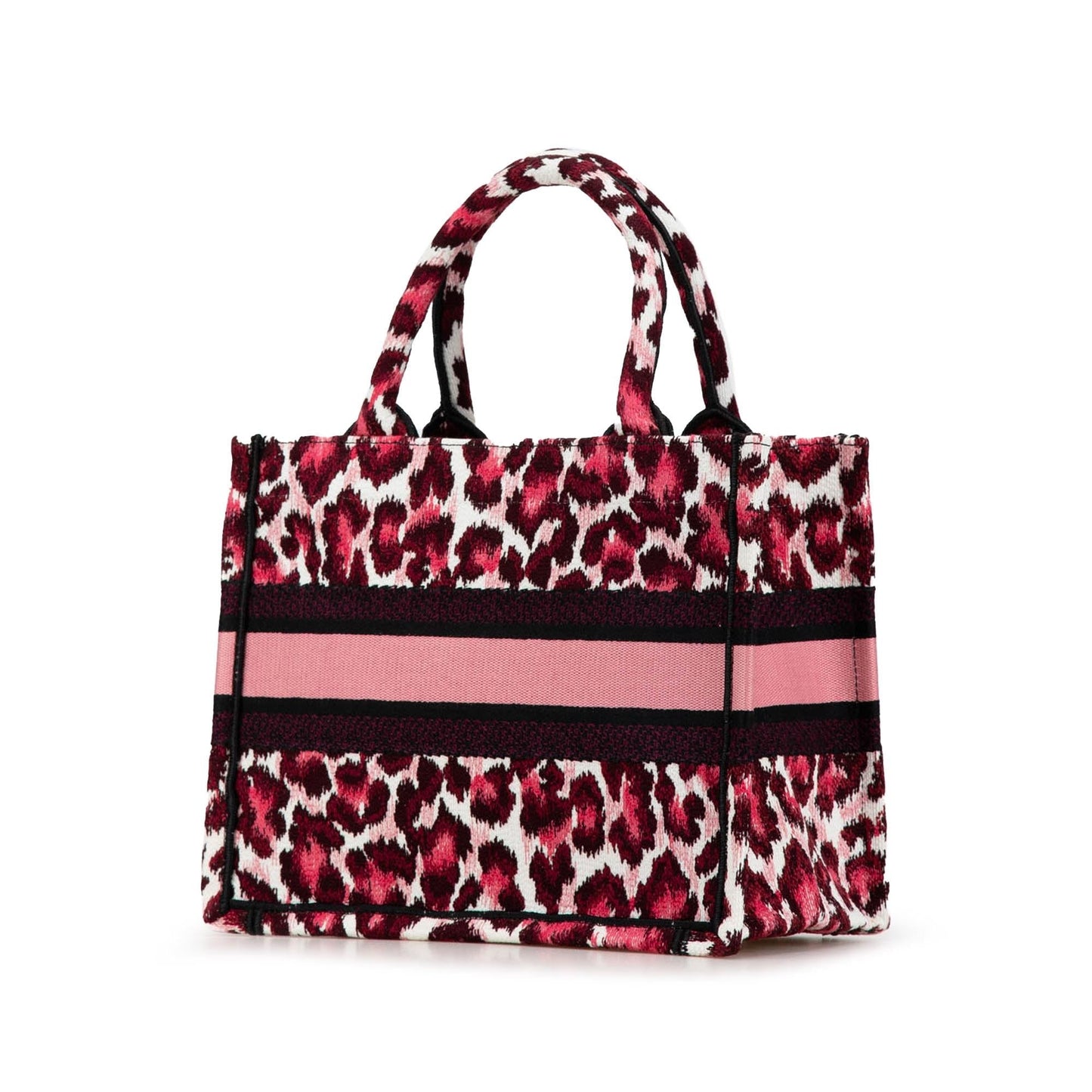 Dior Mizza Leopard Book Tote Canvas Small Embroidered Tote Bag