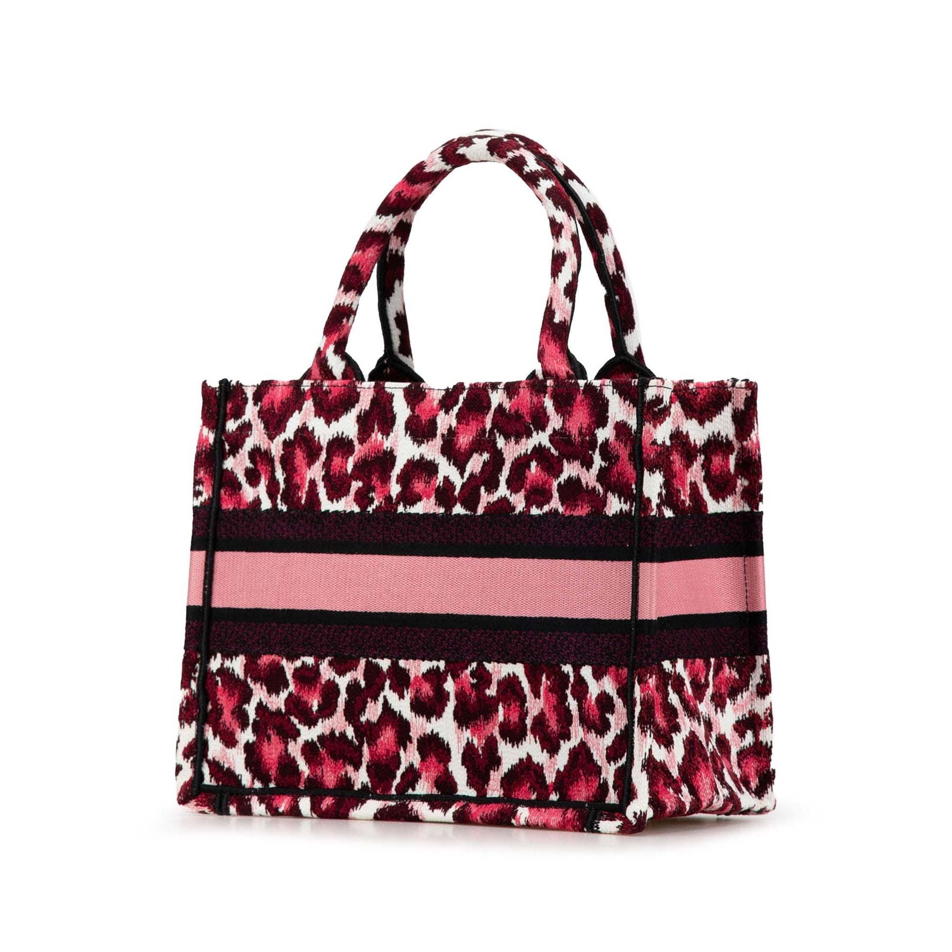 Dior Mizza Leopard Book Tote Canvas Small Embroidered Tote Bag