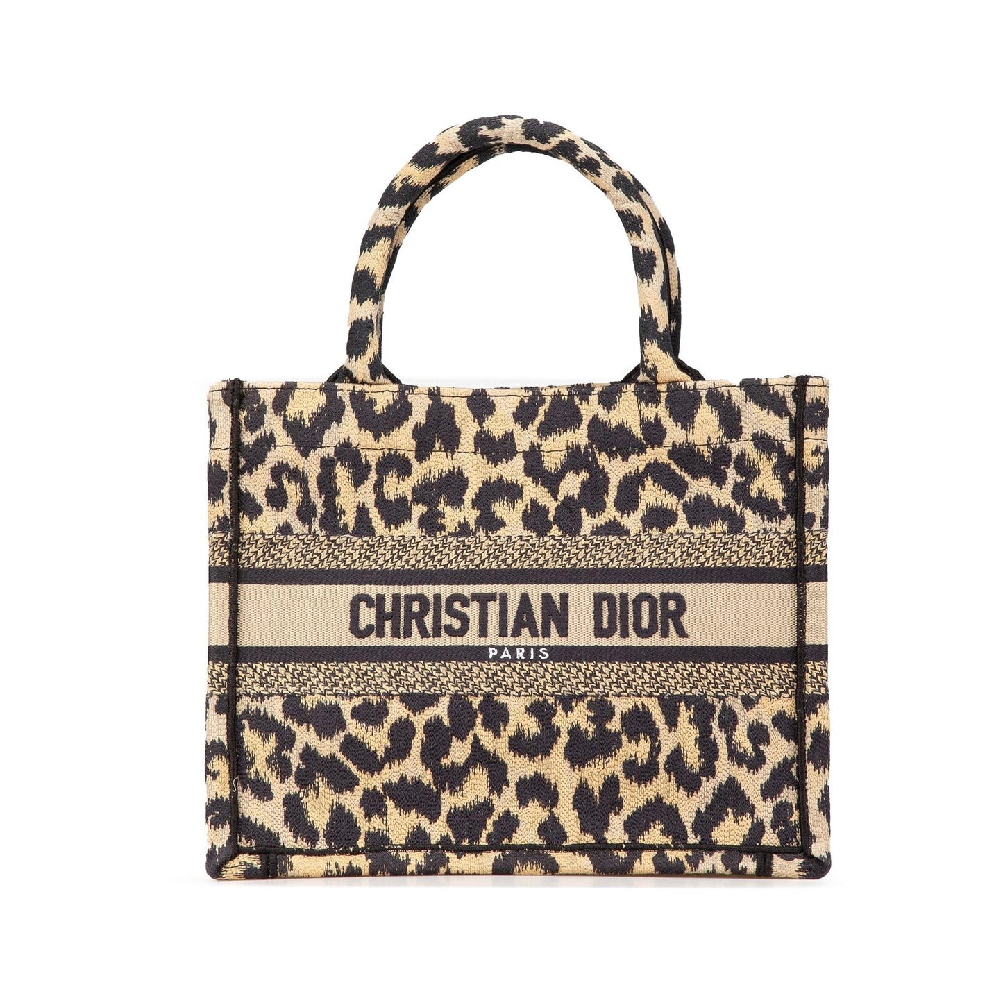 Dior Mizza Leopard Book Tote Canvas Small Embroidered Tote Bag Leopard Book Tote