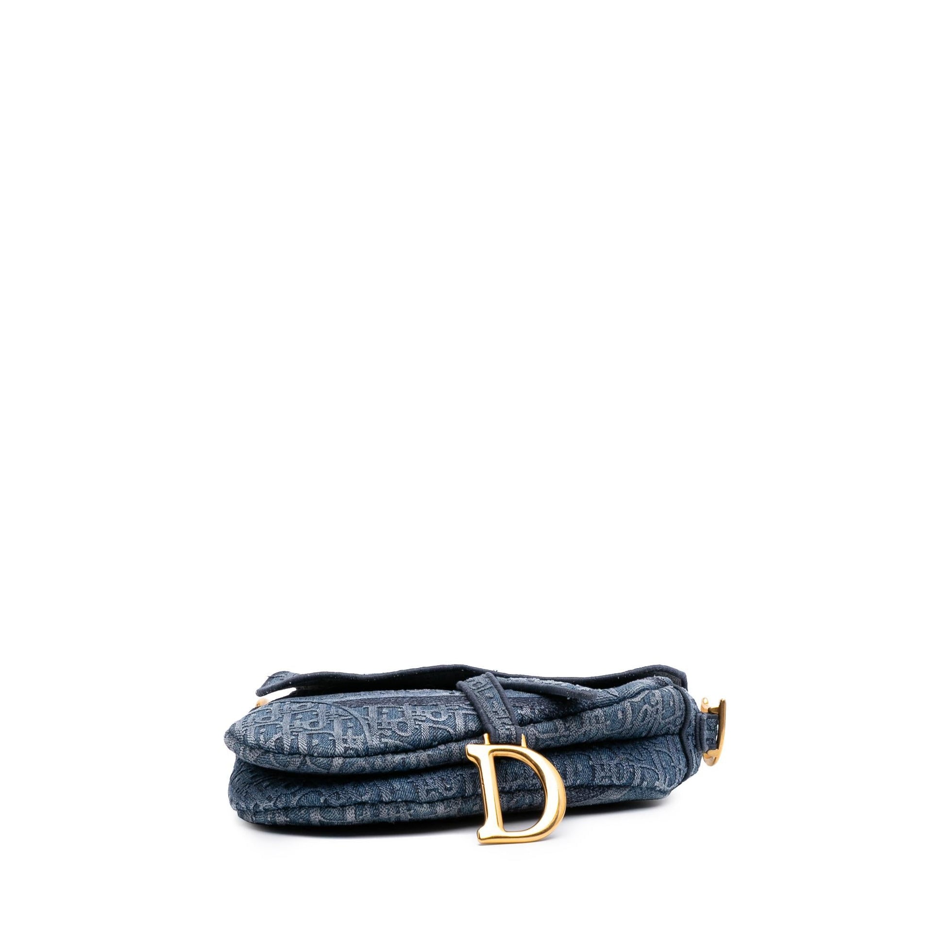 Dior Oblique Saddle Bag Denim Embroidered Shoulder Bag Embroidered Saddle Bag