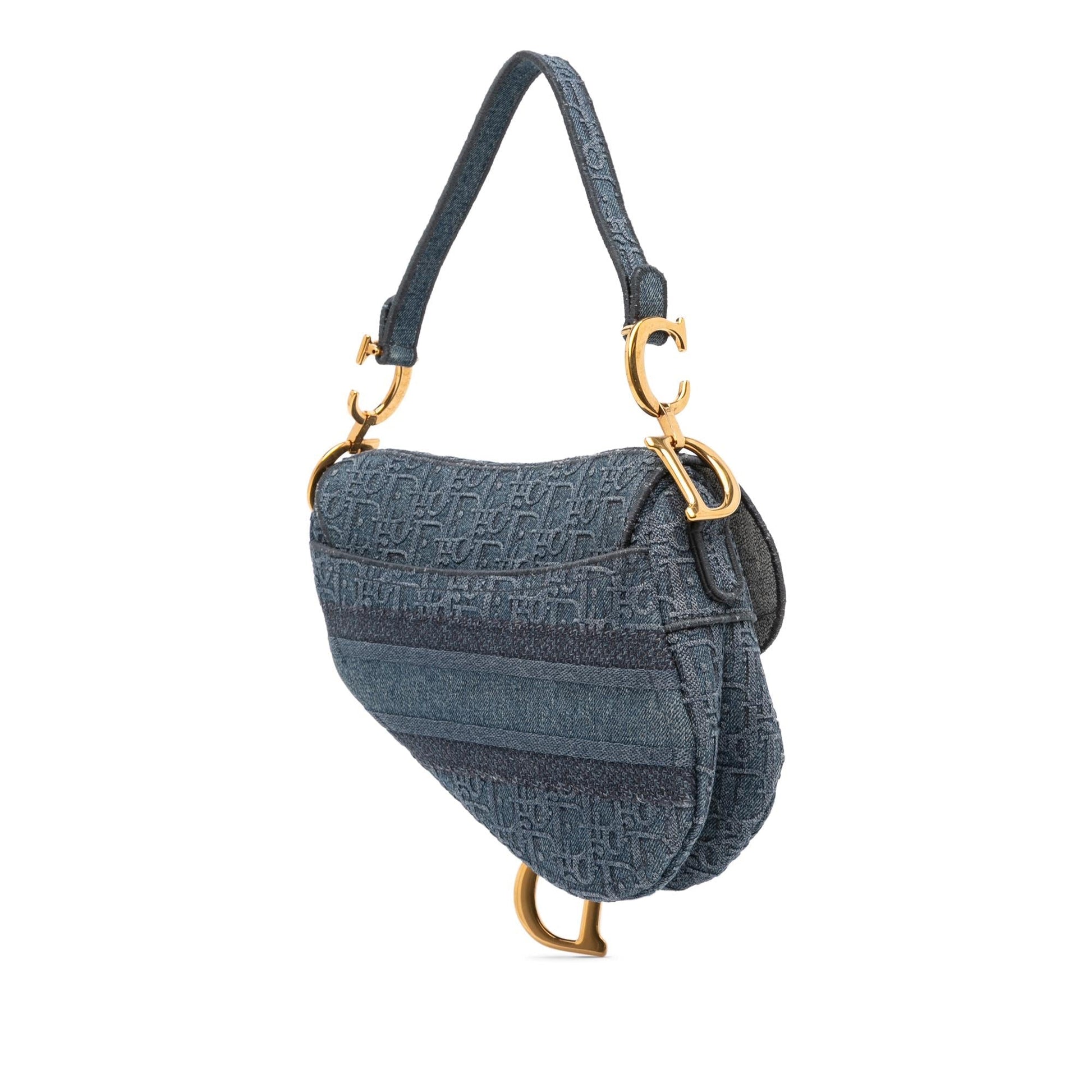 Dior Oblique Saddle Bag Denim Embroidered Shoulder Bag 2