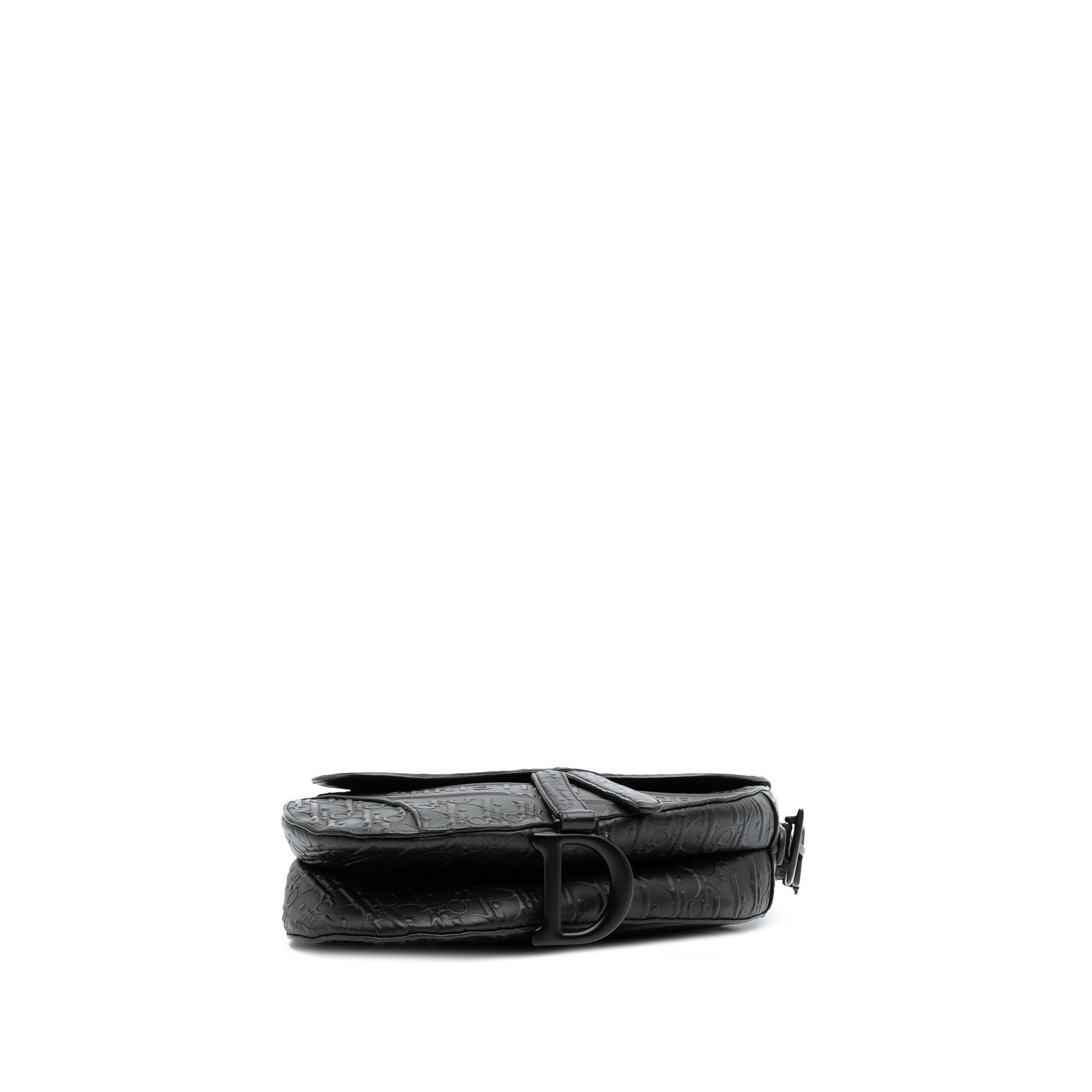 Dior Oblique Calfskin Saddle Bag Embossed Shoulder Bag