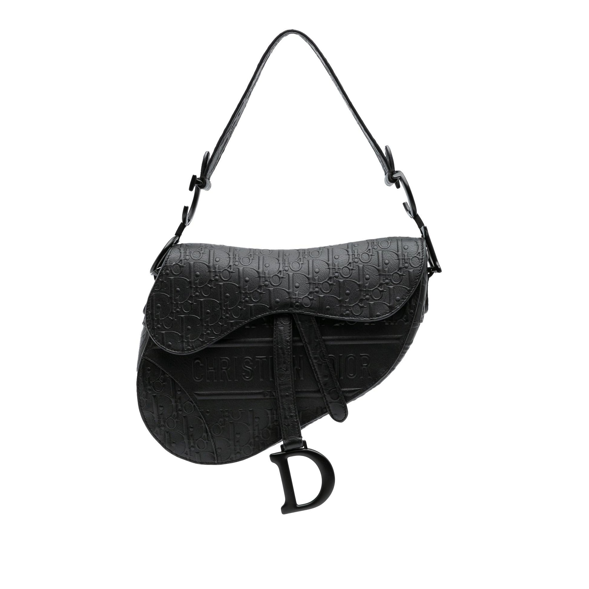 Dior Oblique Calfskin Saddle Bag Embossed Shoulder Bag