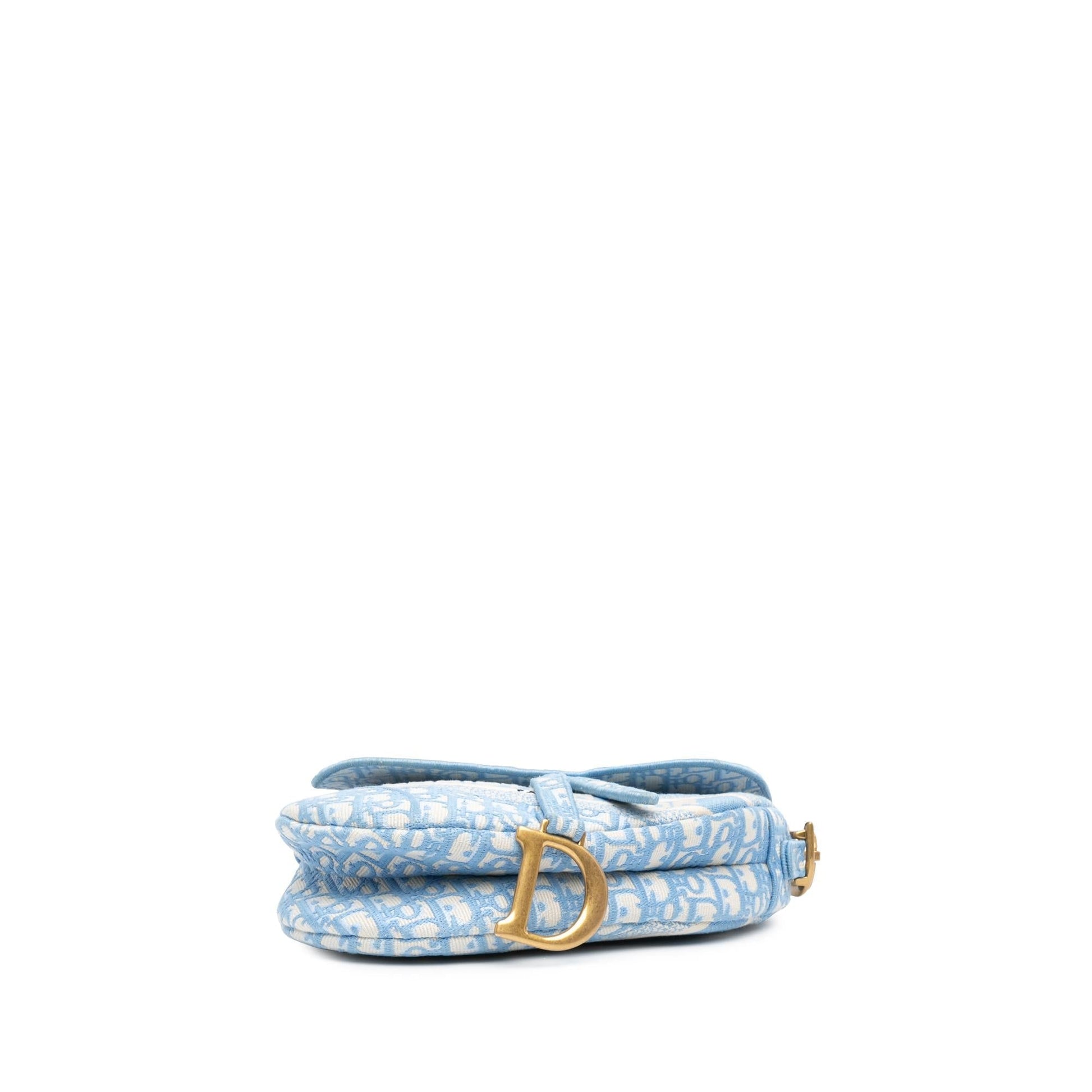 Dior Oblique Saddle Bag Canvas Embroidered Shoulder Bag