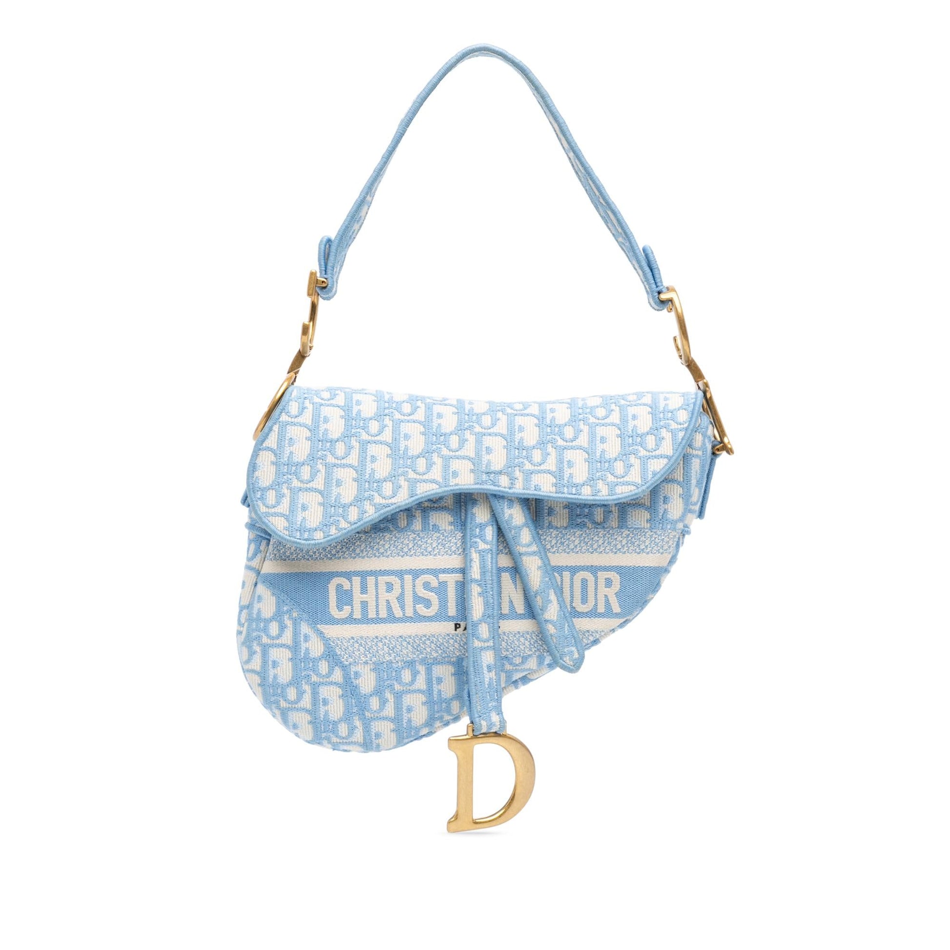 Dior Oblique Saddle Bag Canvas Embroidered Shoulder Bag