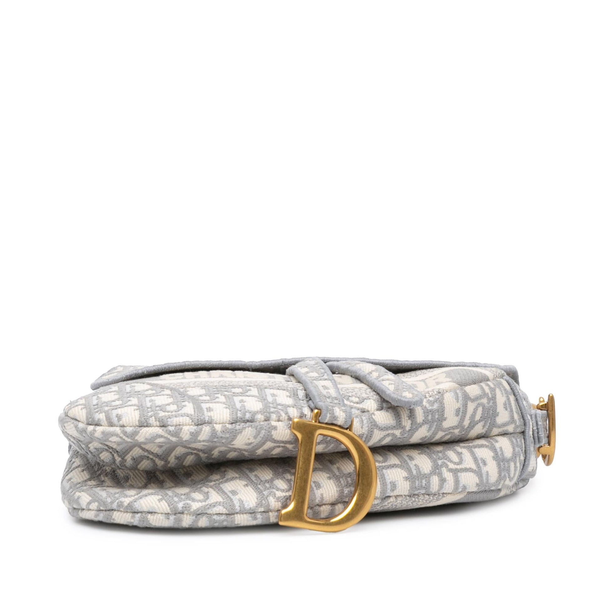 Dior Oblique Saddle Bag Canvas Embroidered Shoulder Bag Bag Shg Scliwm