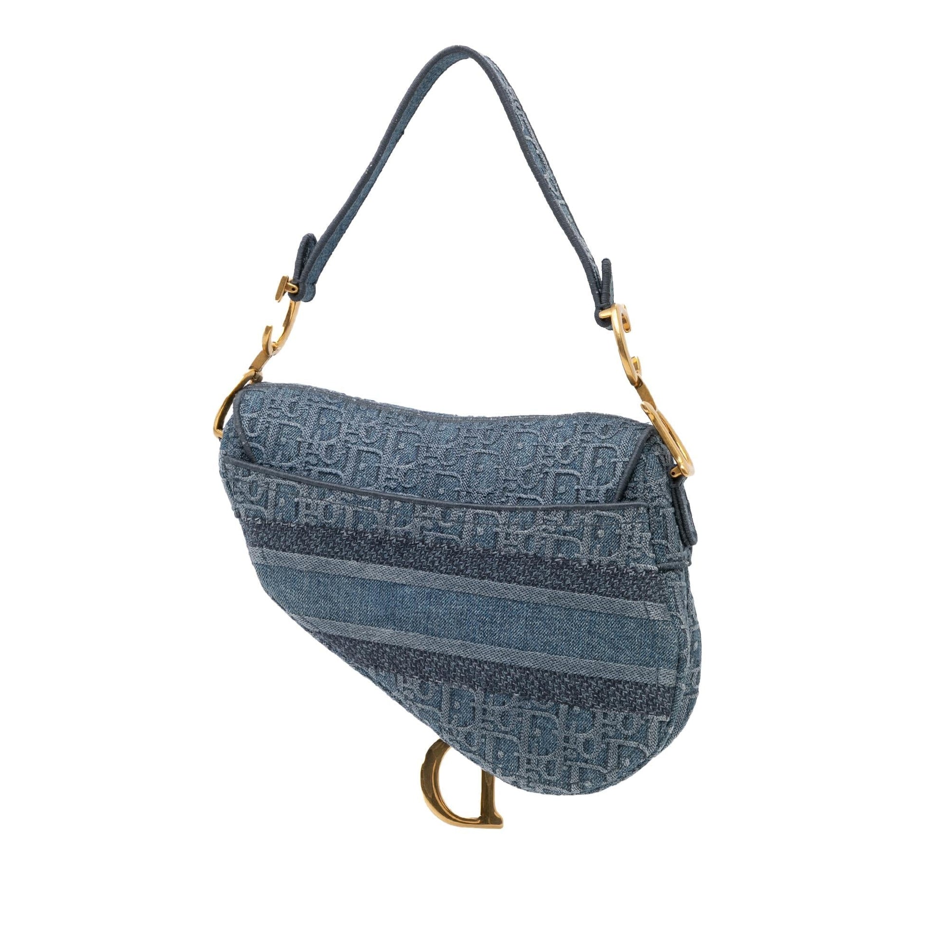 Dior Oblique Saddle Bag Denim Embroidered Shoulder Bag