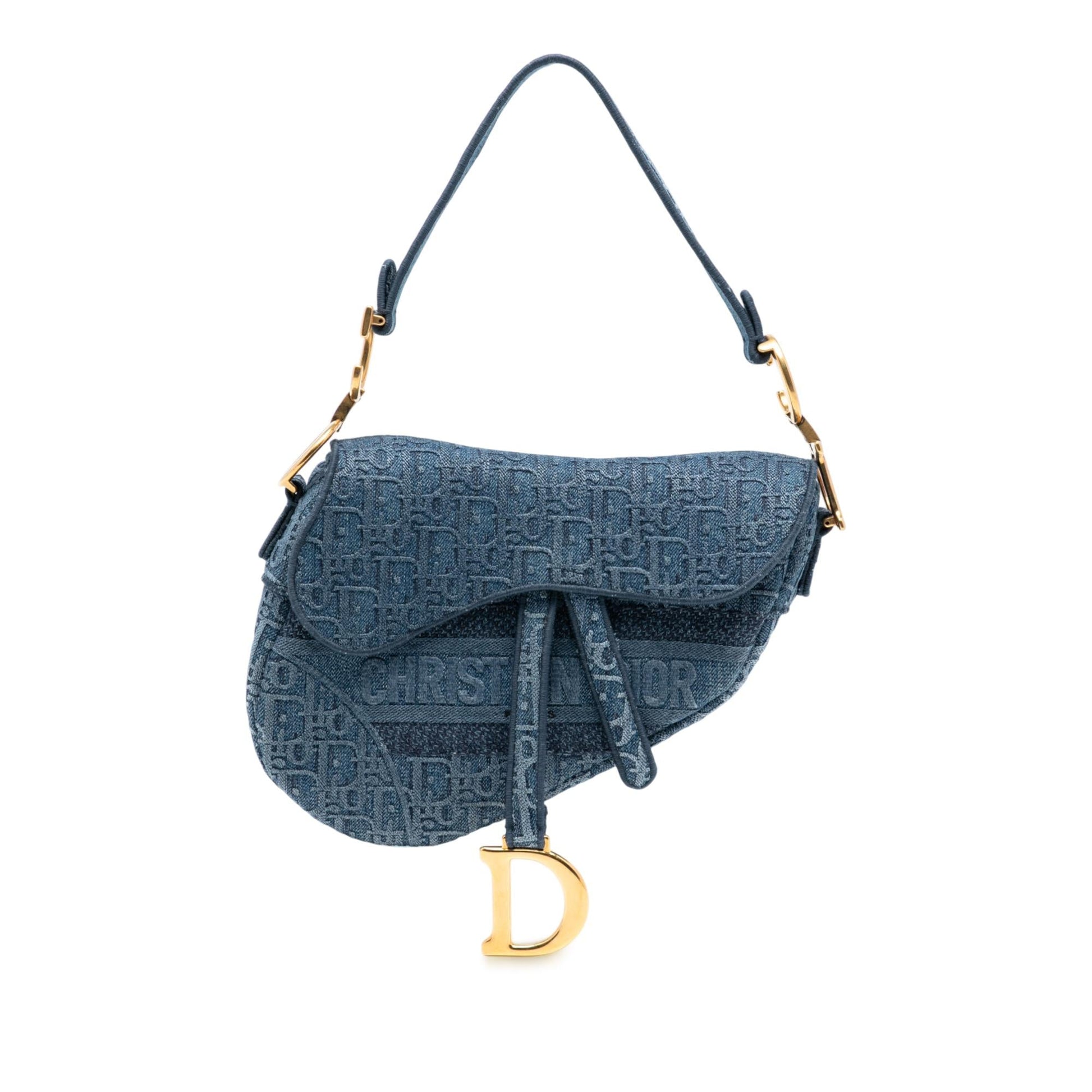 Dior Oblique Saddle Bag Denim Embroidered Shoulder Bag 4