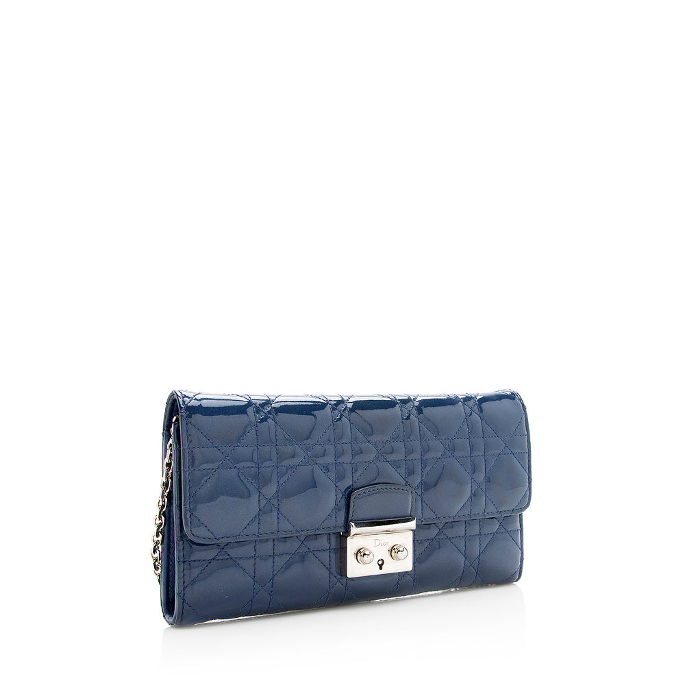 Dior Cannage Wallet On Bag Shf Leather Patent Chain Crossbody Bag