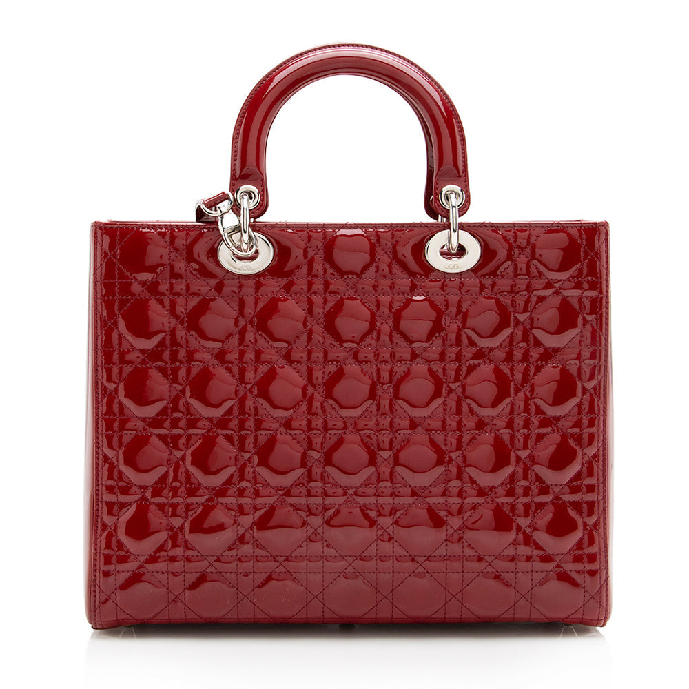 Dior Lady Tote Shf Leather Patent Large Tote Bag