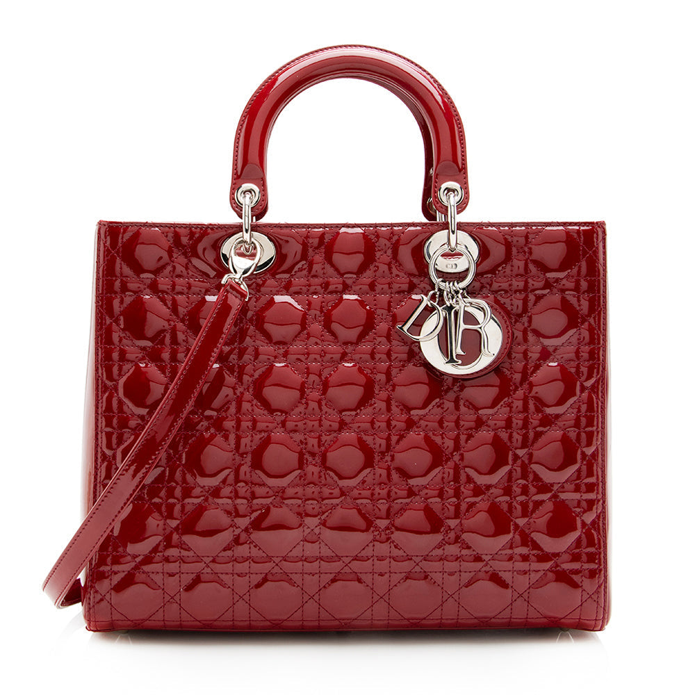 Dior Lady Tote Shf Leather Patent Large Tote Bag