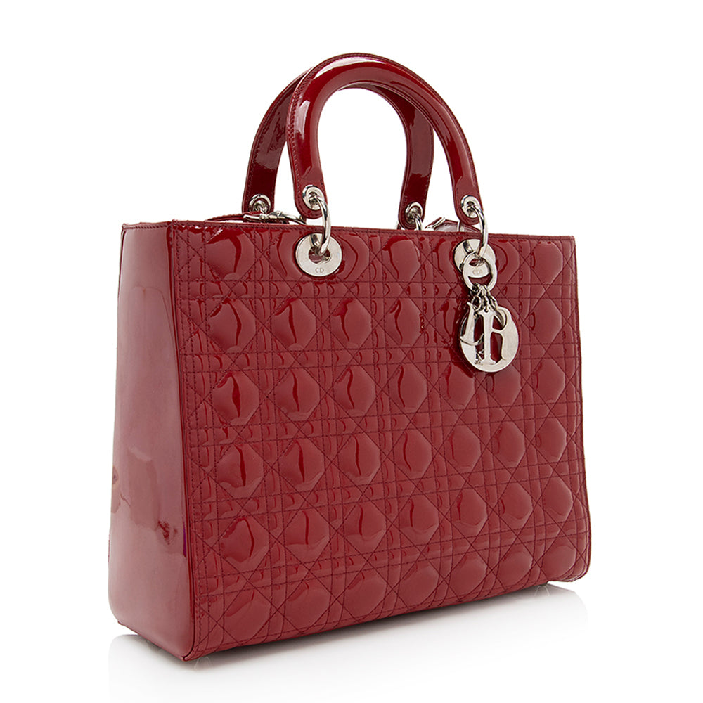 Dior Lady Tote Shf Leather Patent Large Tote Bag Tote Shf 19305