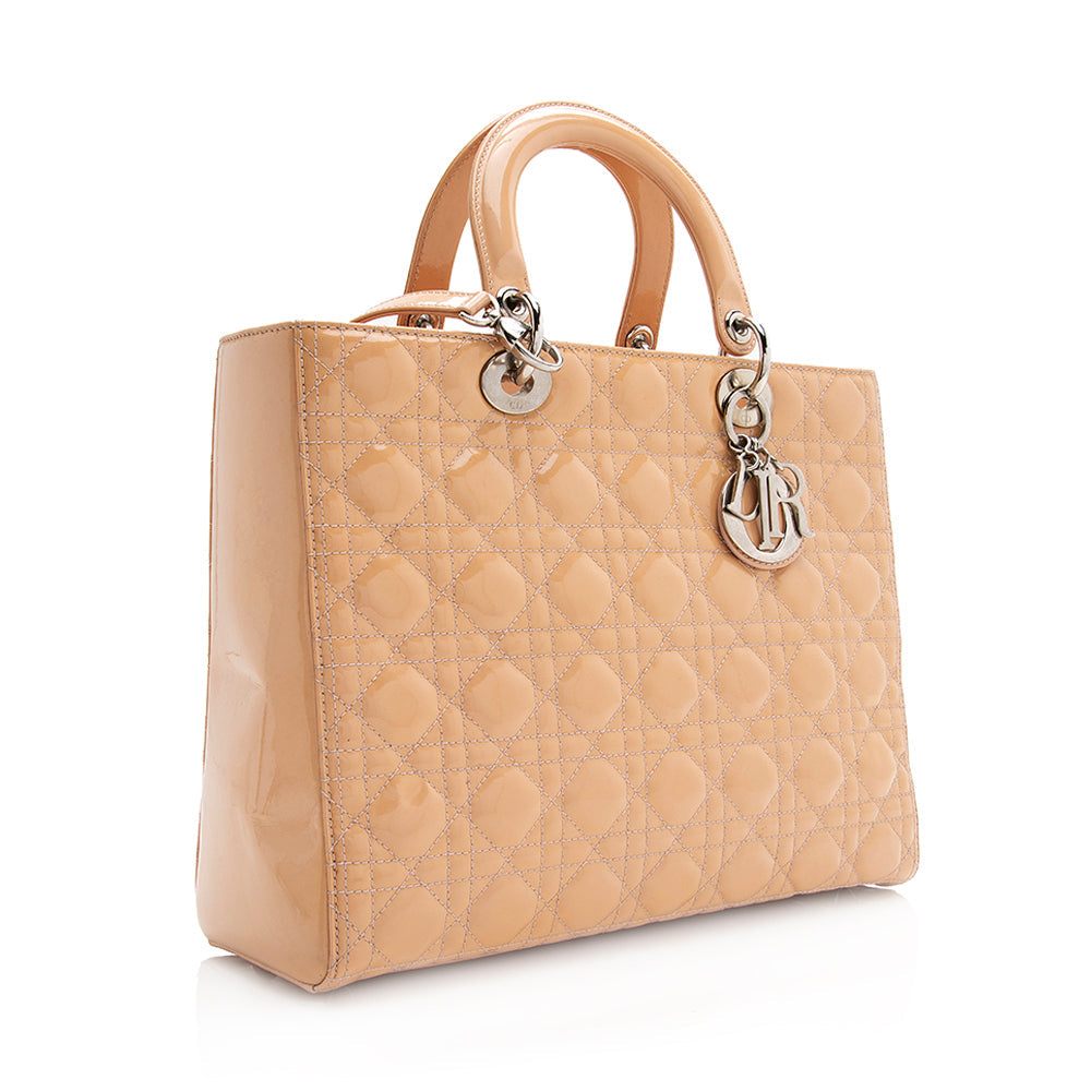 Dior Lady Tote Shf Leather Patent Large Tote Bag Tote Shf 21157