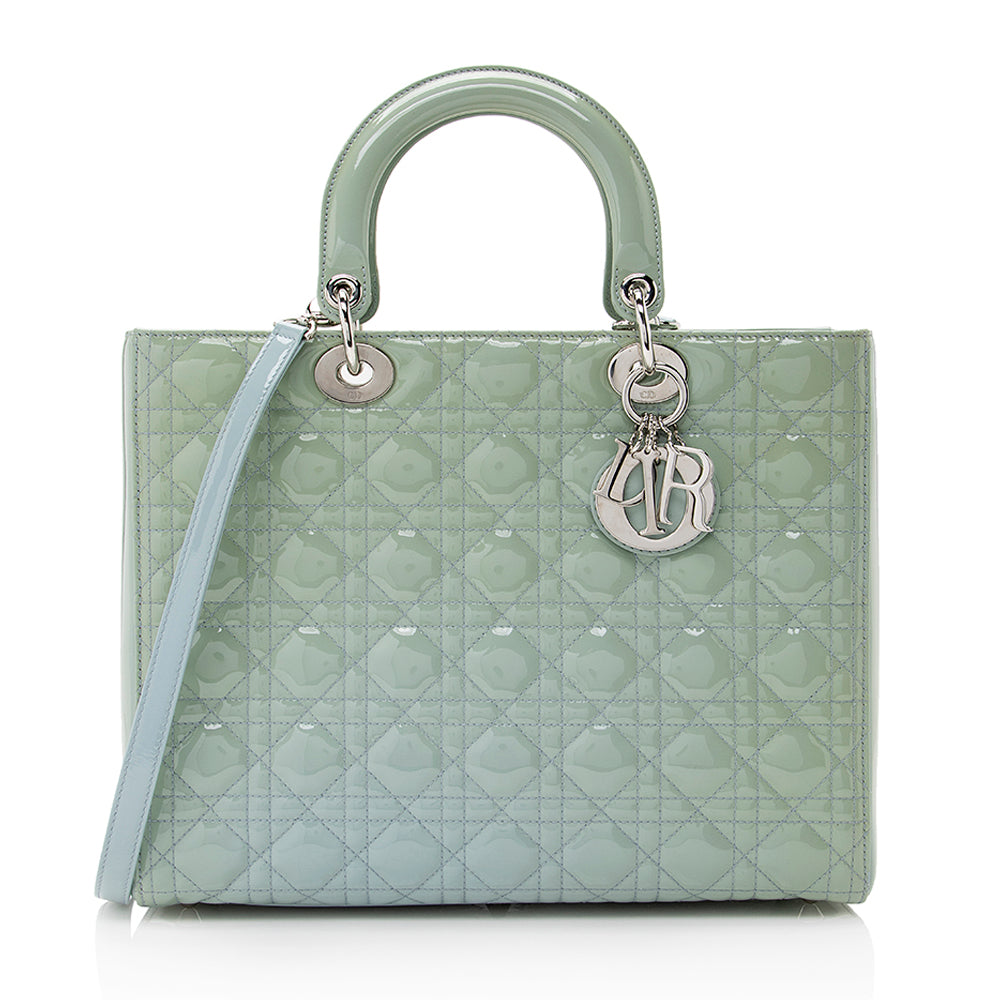 Dior Lady Tote Shf Leather Patent Large Tote Bag Tote Shf 22040