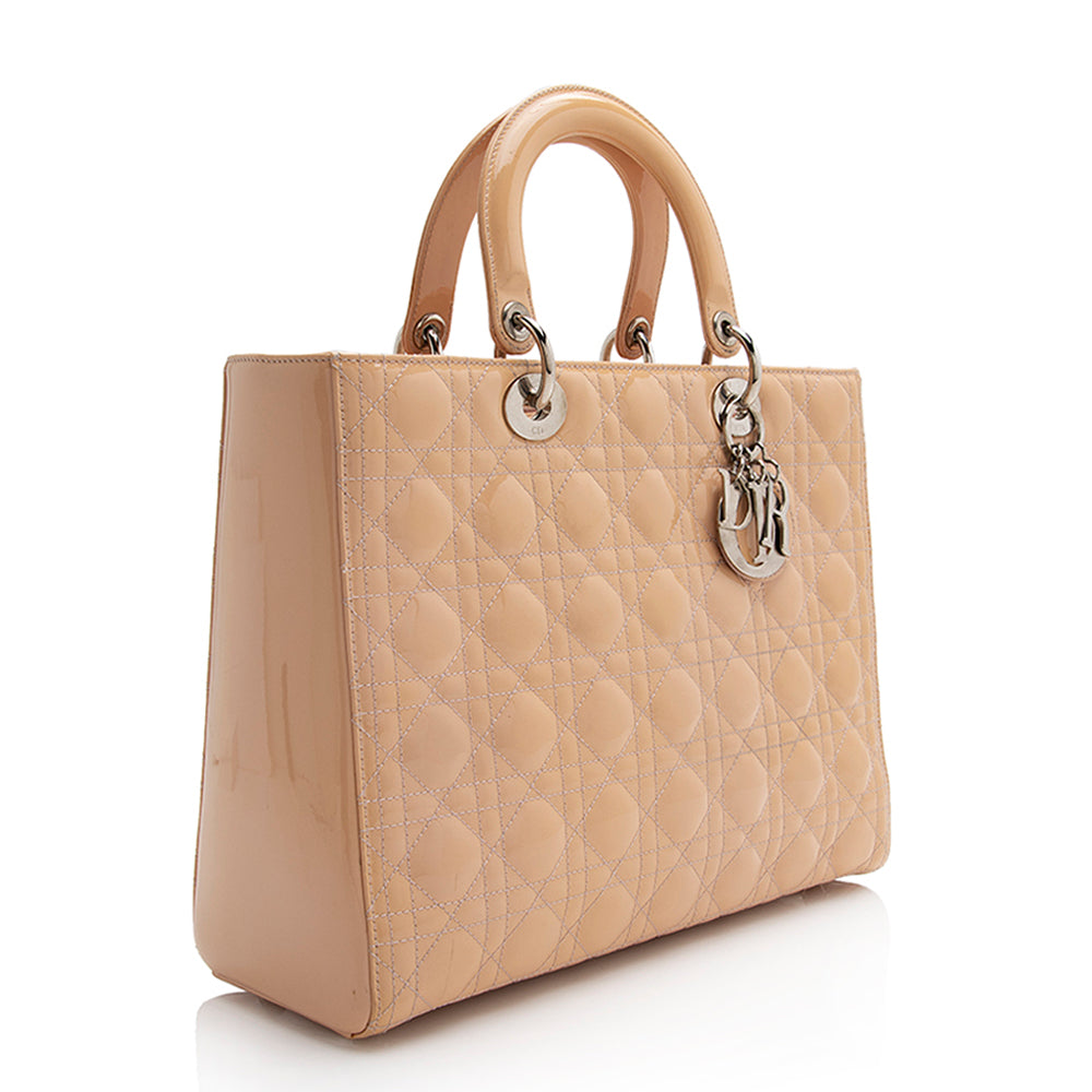 Dior Lady Tote Shf Leather Patent Large Tote Bag Tote Shf 22103