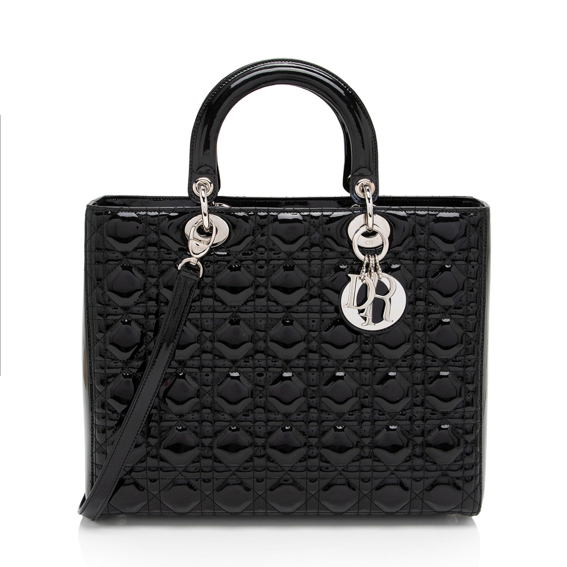 Dior Lady Tote Shf Domnwp Leather Patent Large Tote Bag