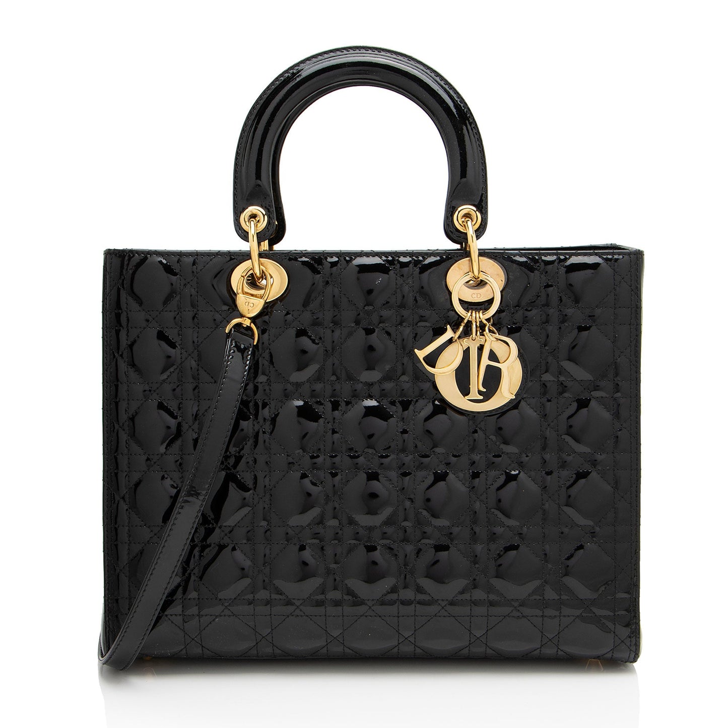 Dior Lady Tote Shf Gvzhuv Leather Patent Large Tote Bag