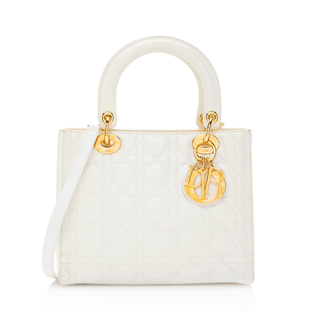 Dior Lady Tote Shf Leather Patent Medium Tote Bag Tote Shf 20994