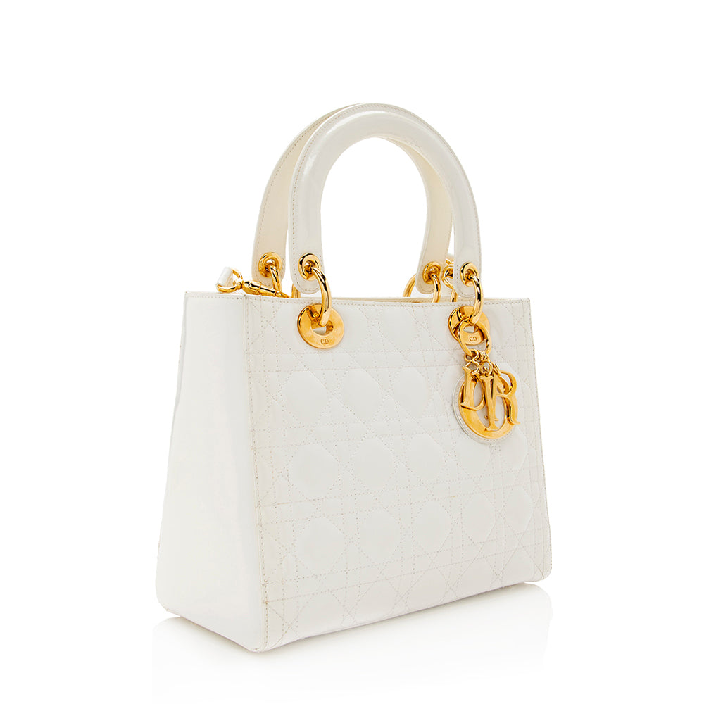 Dior Lady Tote Shf Leather Patent Medium Tote Bag Tote Shf 20994