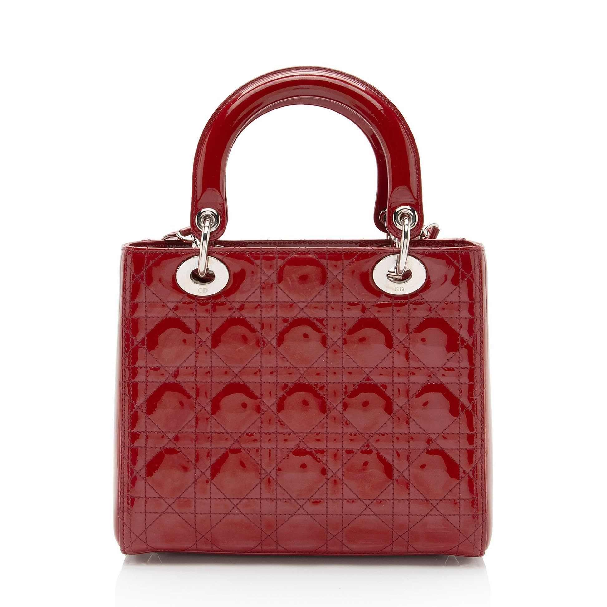 Dior Lady Tote Shf Km7Orb Leather Patent Medium Tote Bag