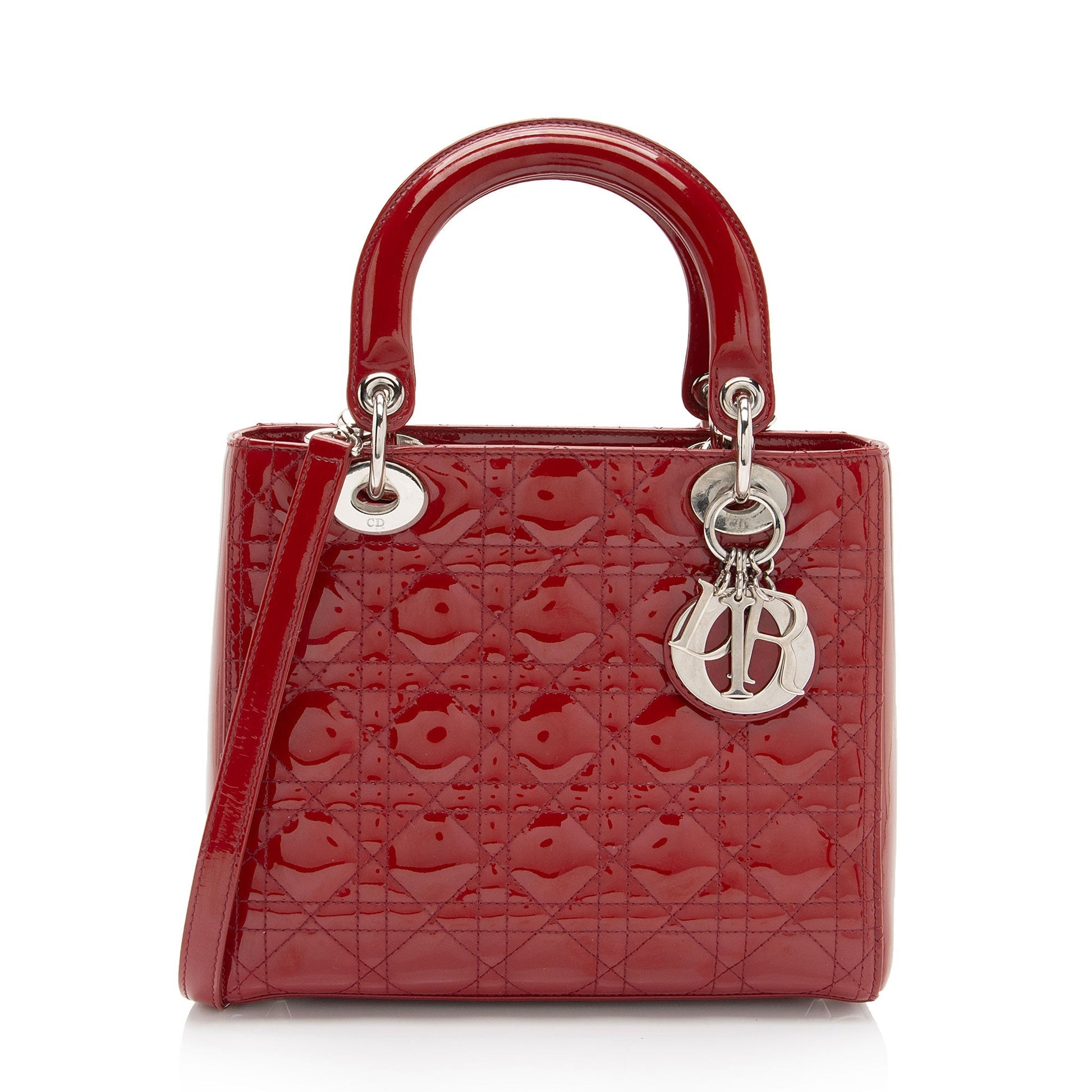 Dior Lady Tote Shf Km7Orb Leather Patent Medium Tote Bag
