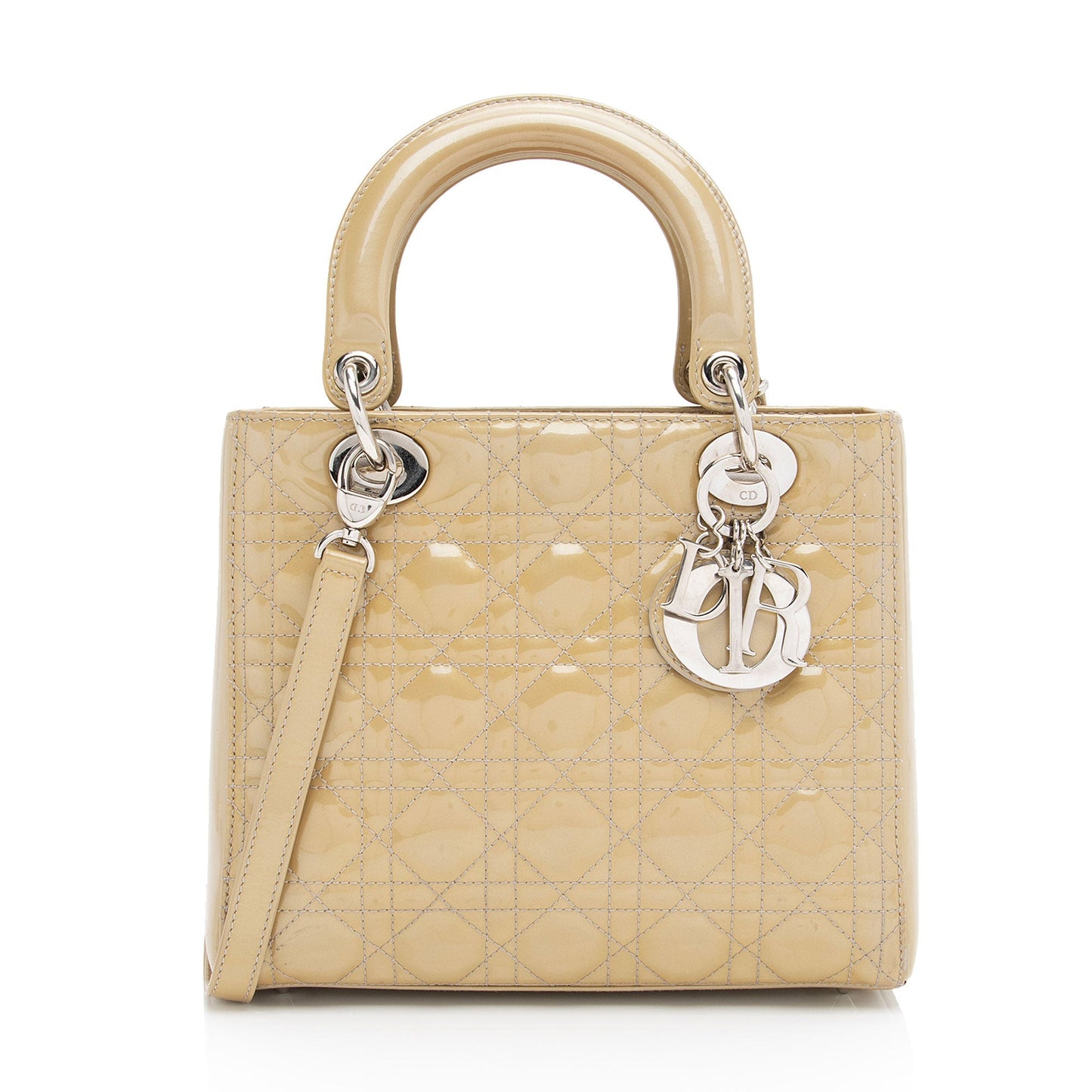 Dior Lady Tote Shf 595Avu Leather Patent Medium Tote Bag