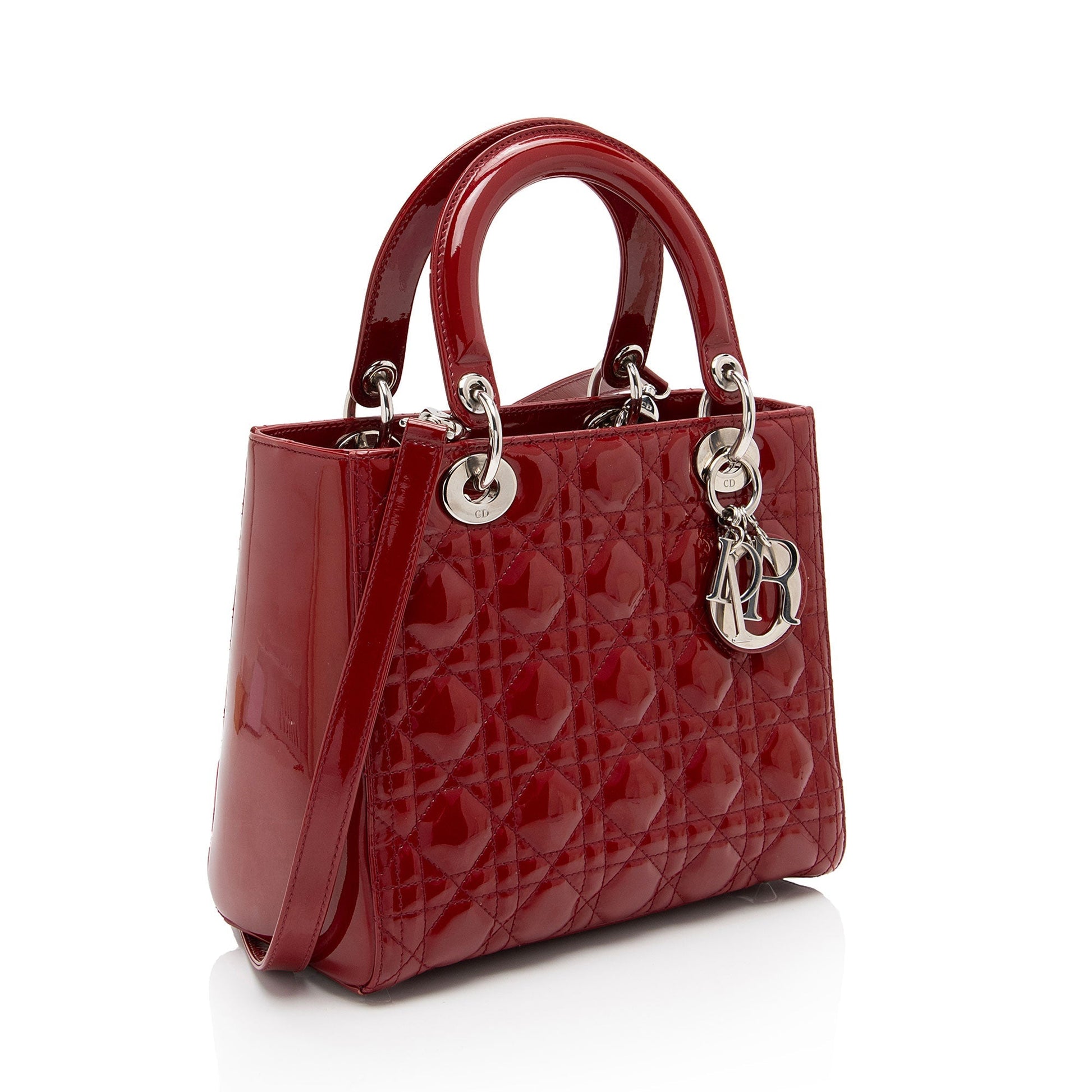 Dior Lady Tote Shf Wd5Jcb Leather Patent Medium Tote Bag