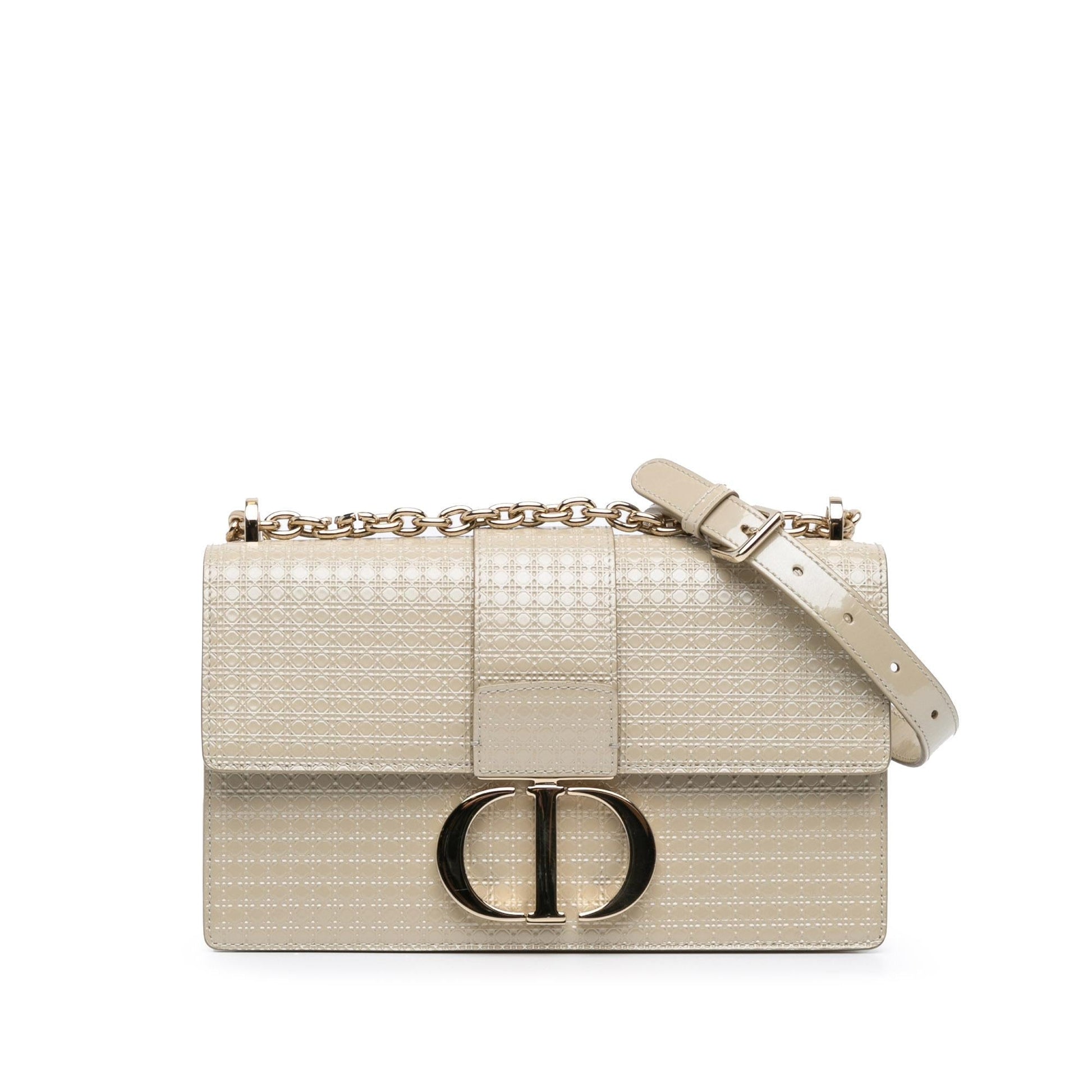 Dior Microcannage Montaigne Crossbody Bag Patent Chain Flap