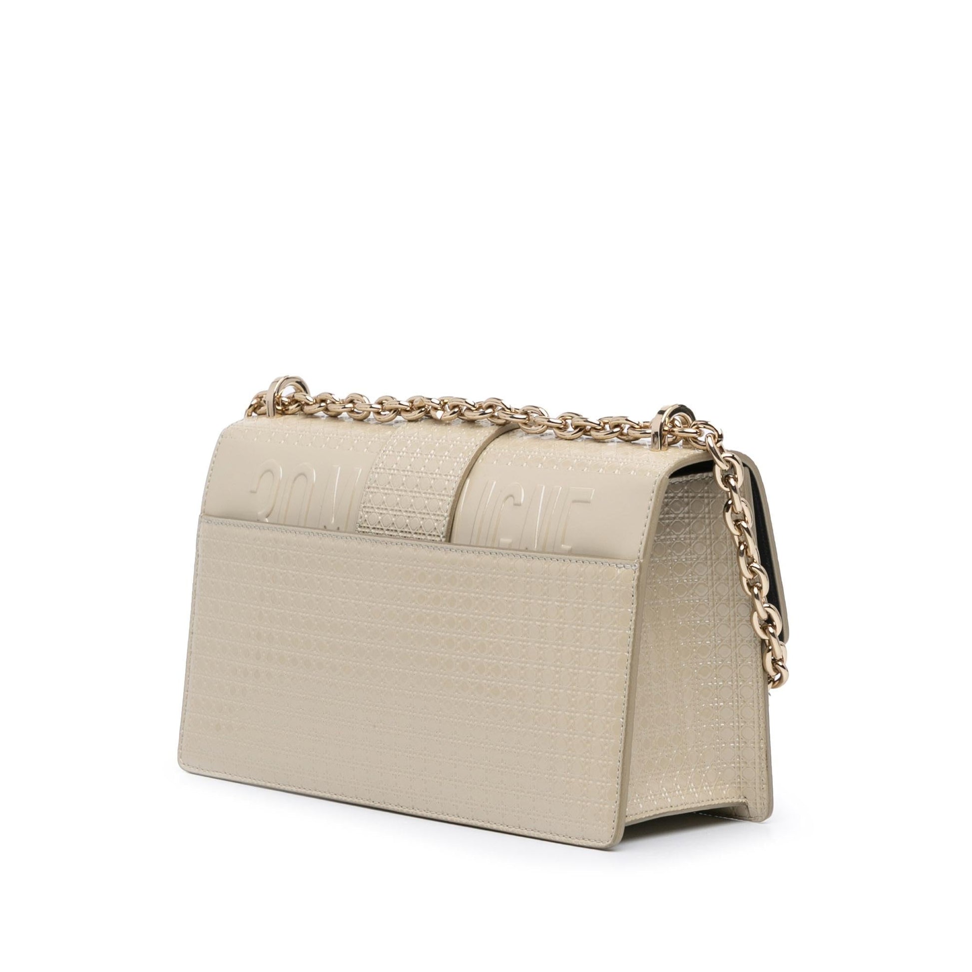 Dior Microcannage Montaigne Crossbody Bag Patent Chain Flap