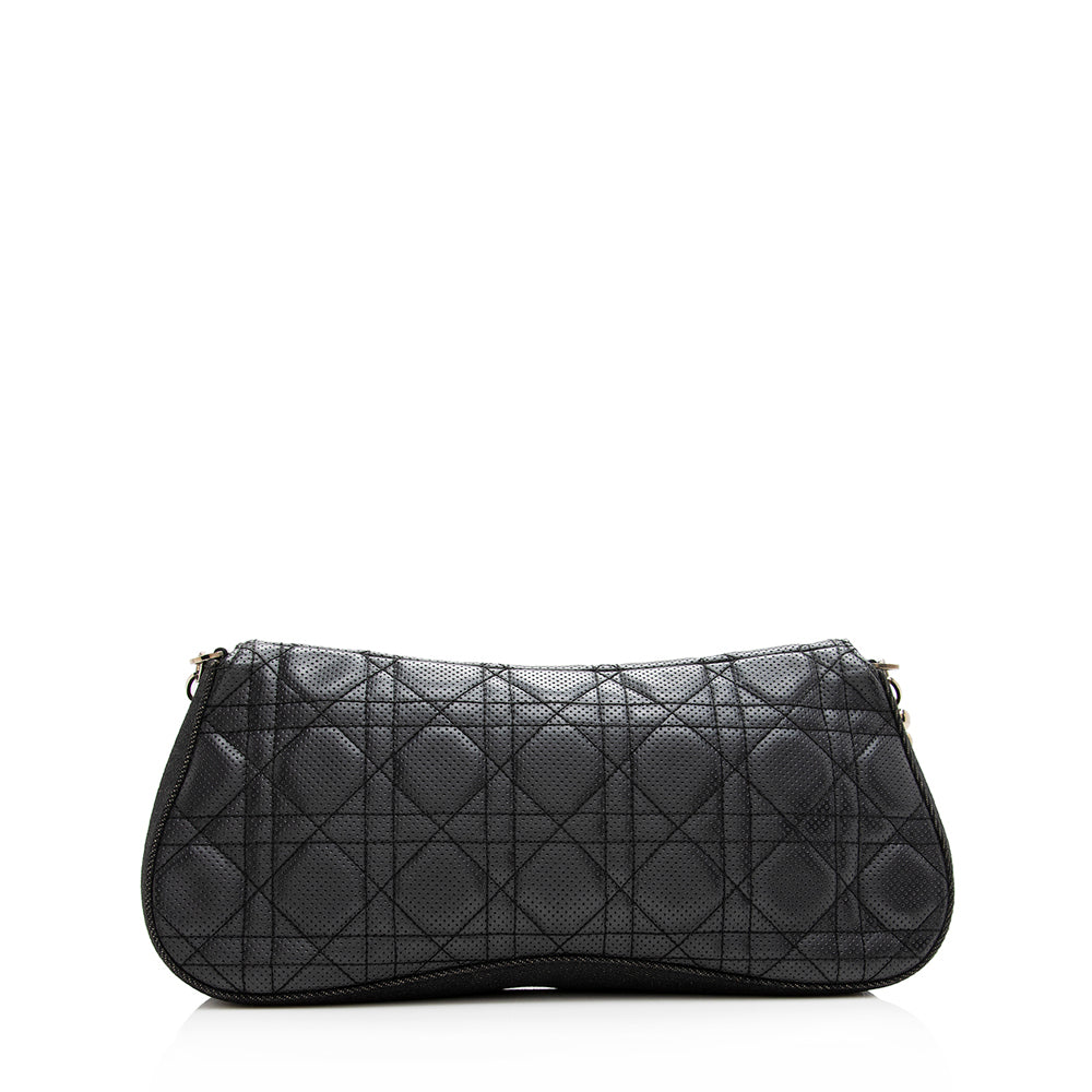 Dior Perforated Cannage Shoulder Bag Shf Denim Chain