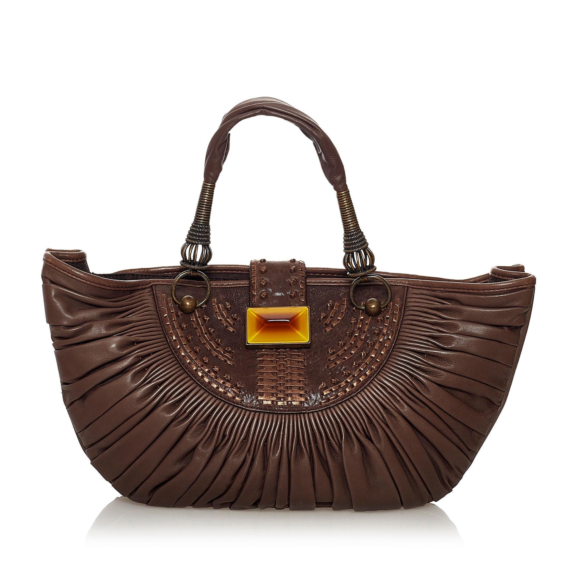 Dior Plisse Handbag Shg Leather Satchel Bag