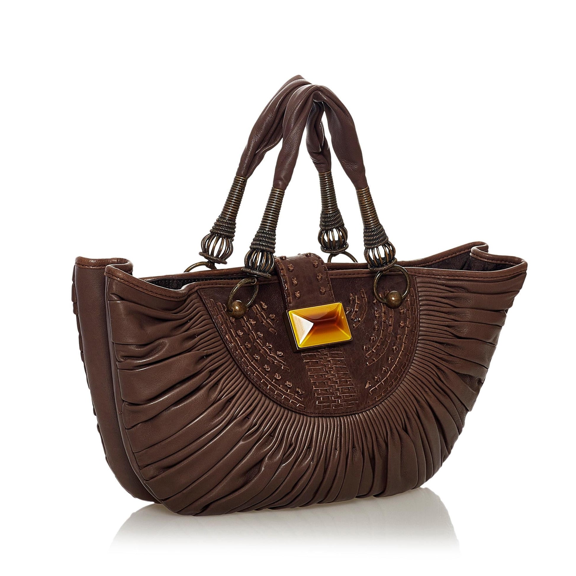 Dior Plisse Handbag Shg Leather Satchel Bag