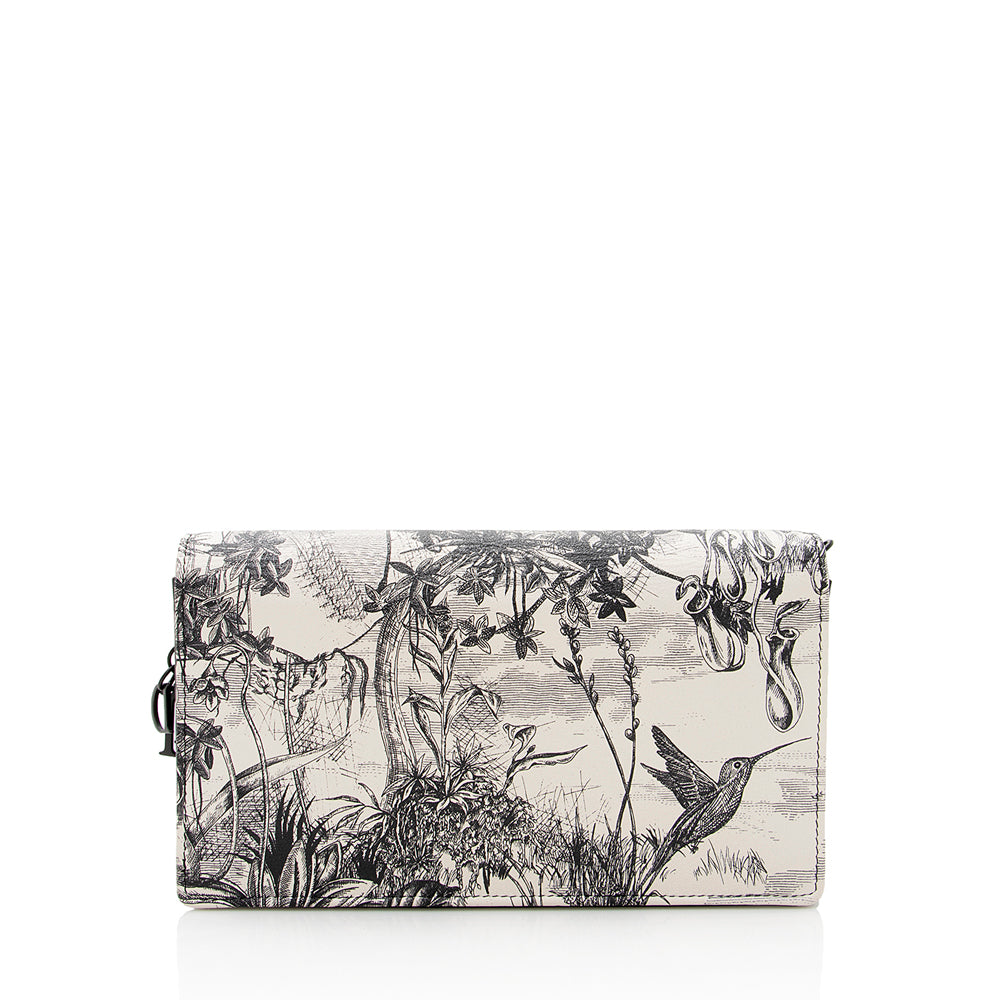 Dior Printed Toile De Jouy Lady Wallet On Bag Leather Chain Crossbody Bag