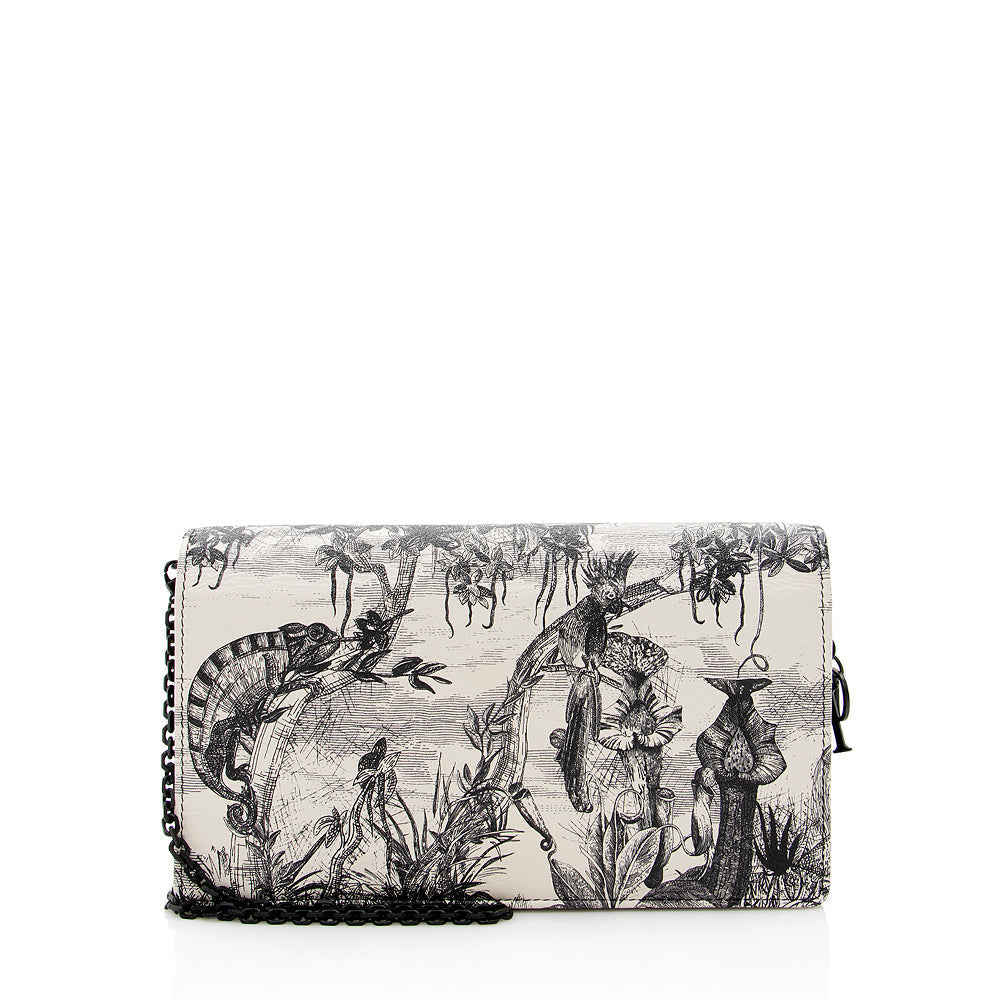 Dior Printed Toile De Jouy Lady Wallet On Bag Leather Chain Crossbody Bag