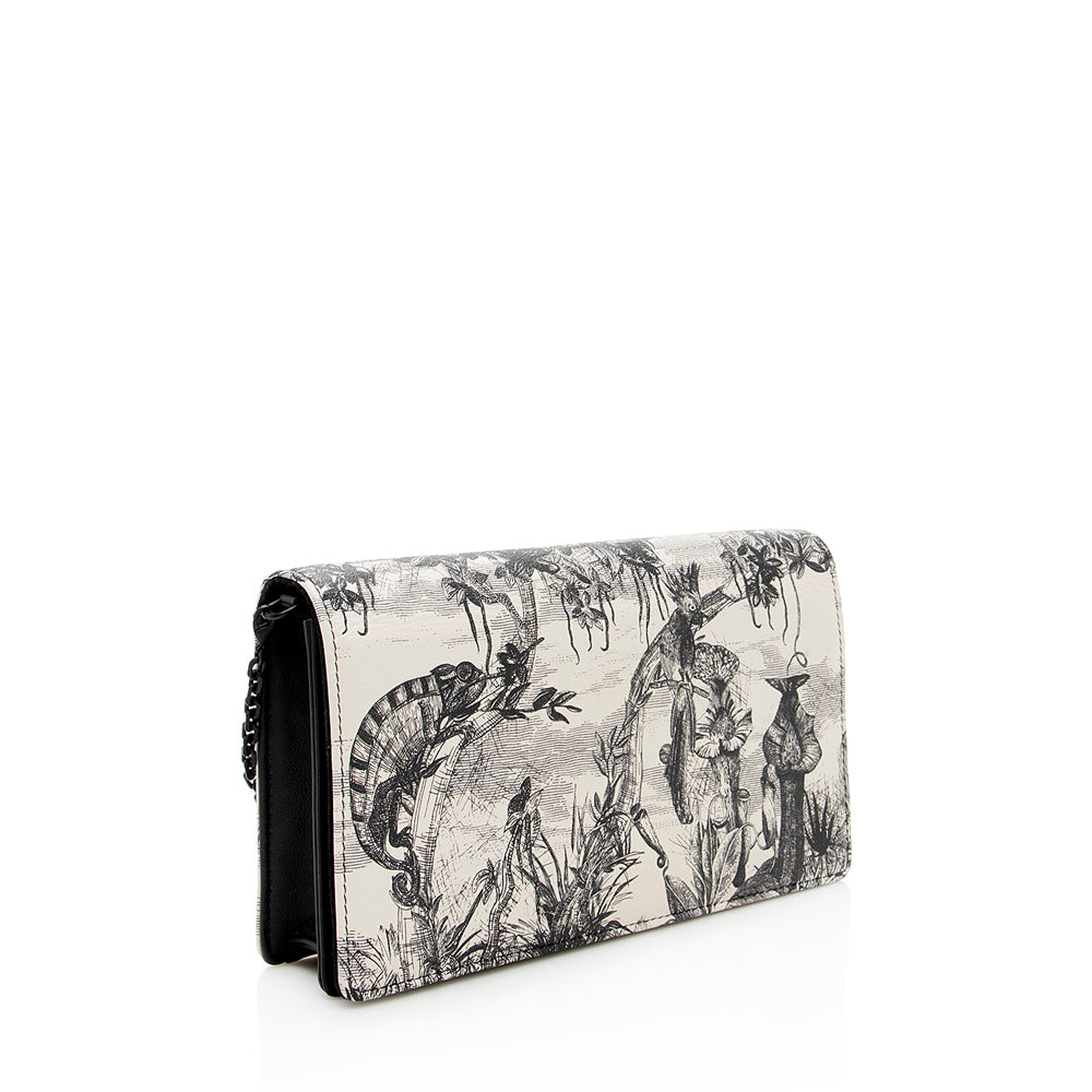 Dior Printed Toile De Jouy Lady Wallet On Bag Leather Chain Crossbody Bag