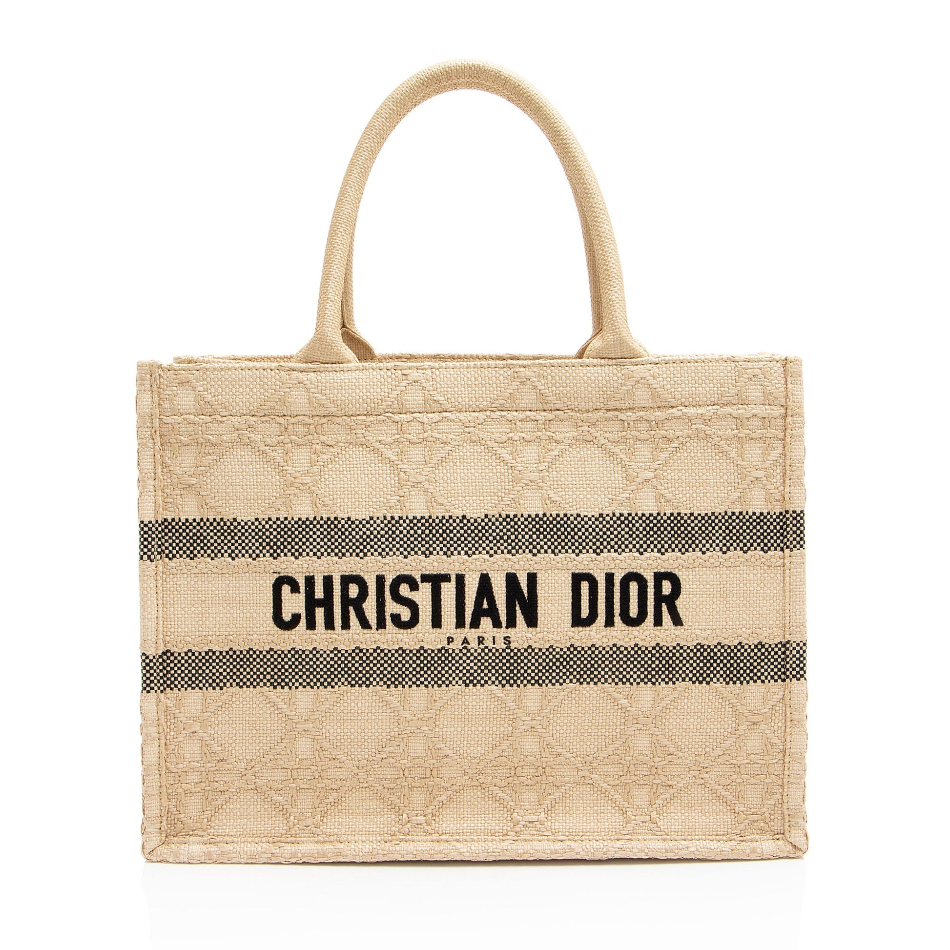 Dior Cannage Book Tote Shf Vp73D7 Raffia Medium Tote Bag