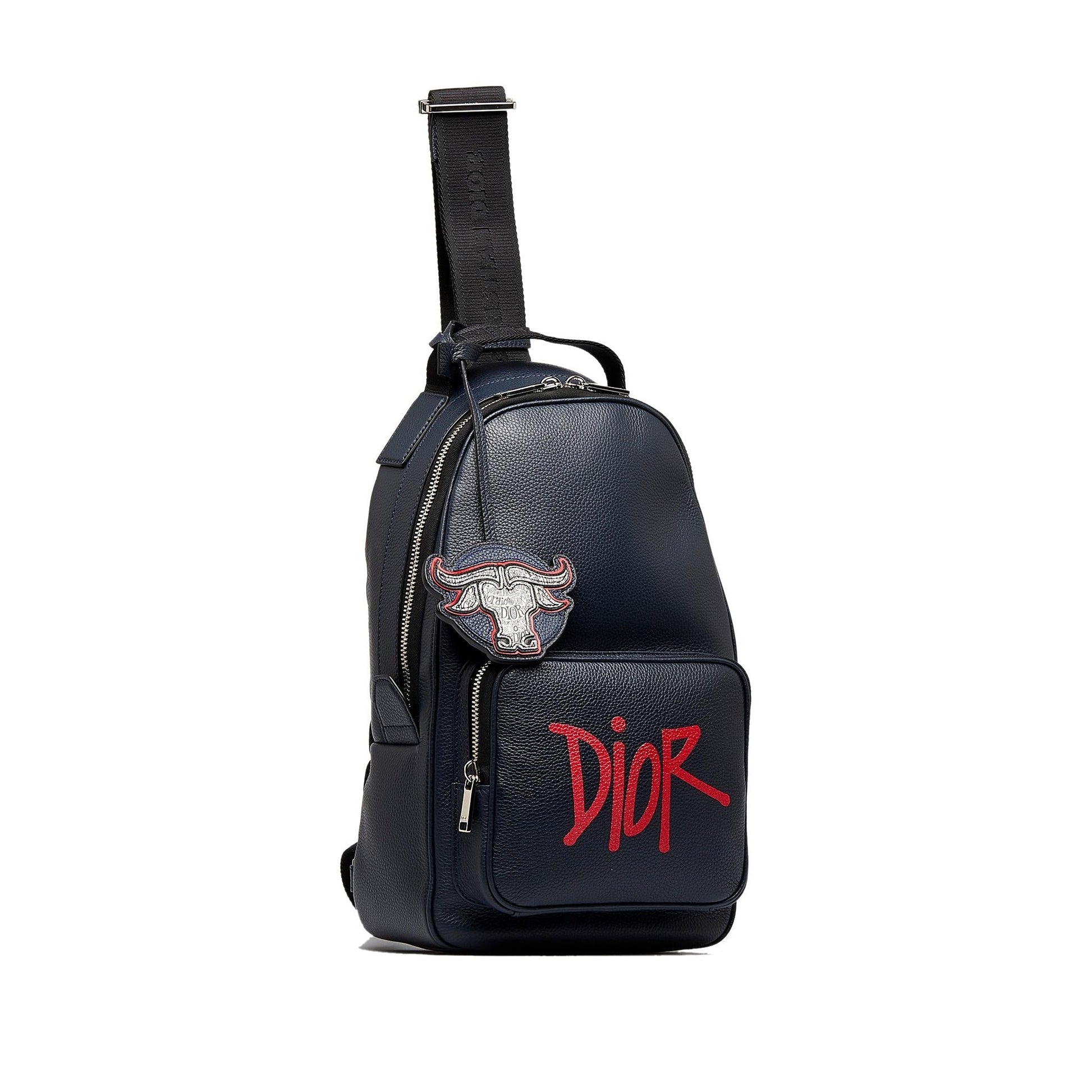 Dior Shawn Stussy Grained Calfskin Year Of The Ox Crossbody Bag